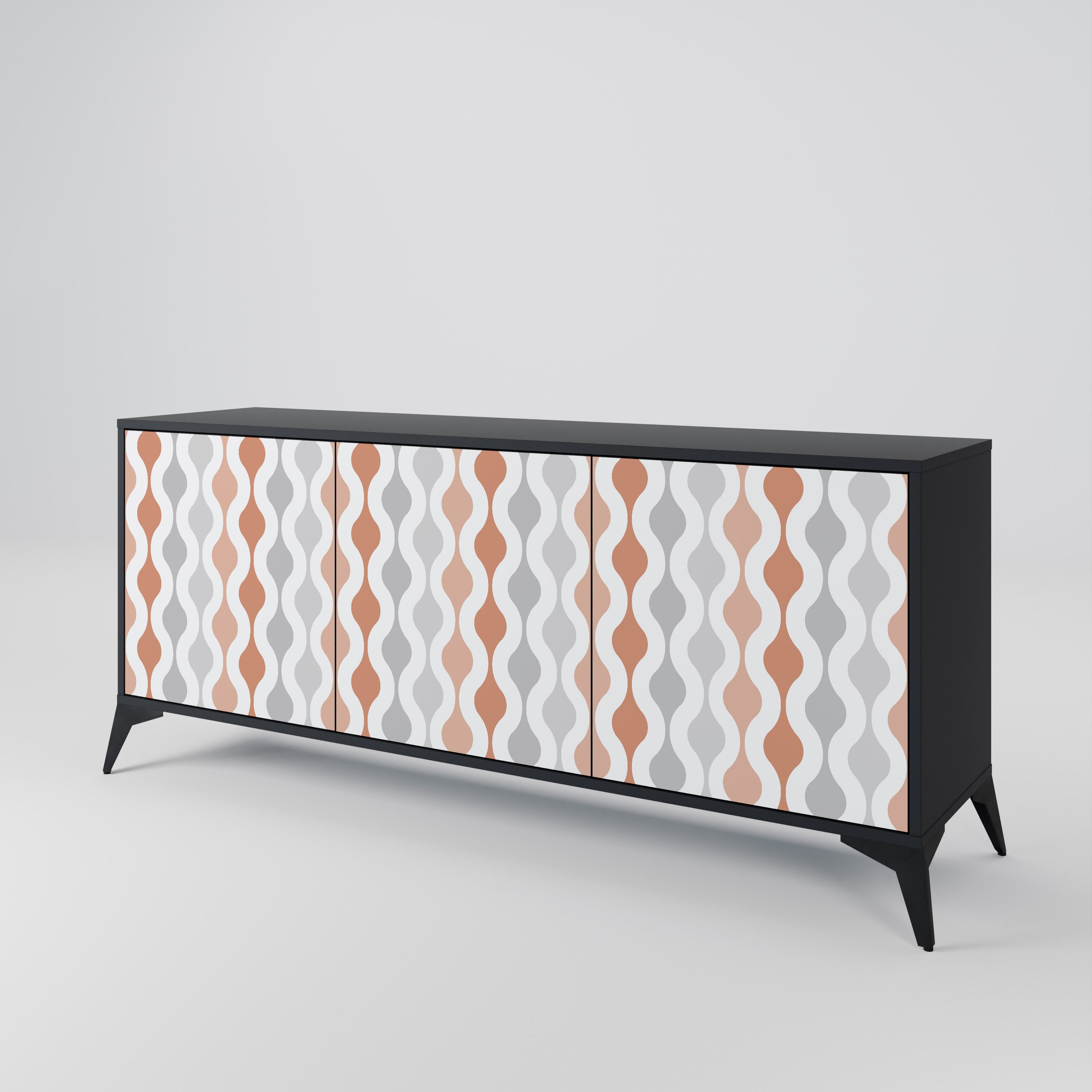 HAZY NOSTALGIA 3-Door Sideboard in Black Finish