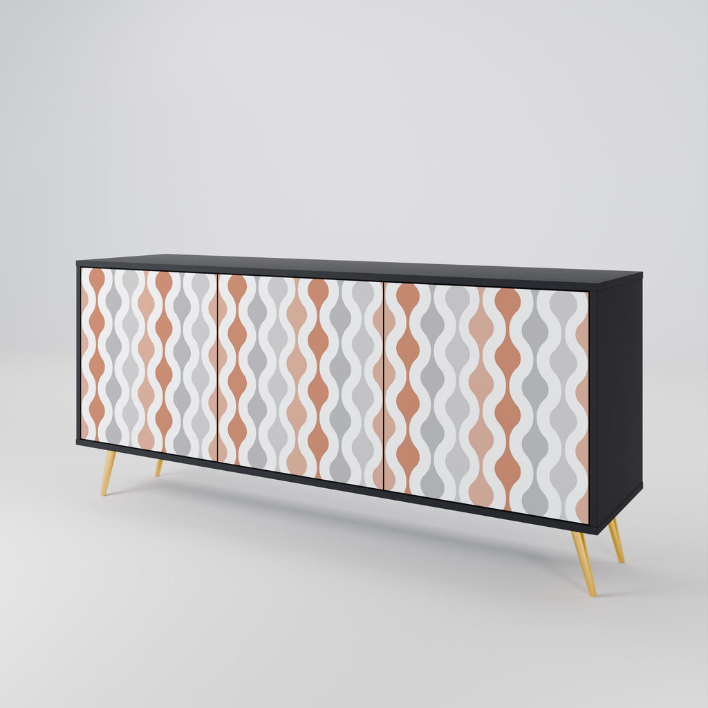 HAZY NOSTALGIA 3-Door Sideboard in Black Finish