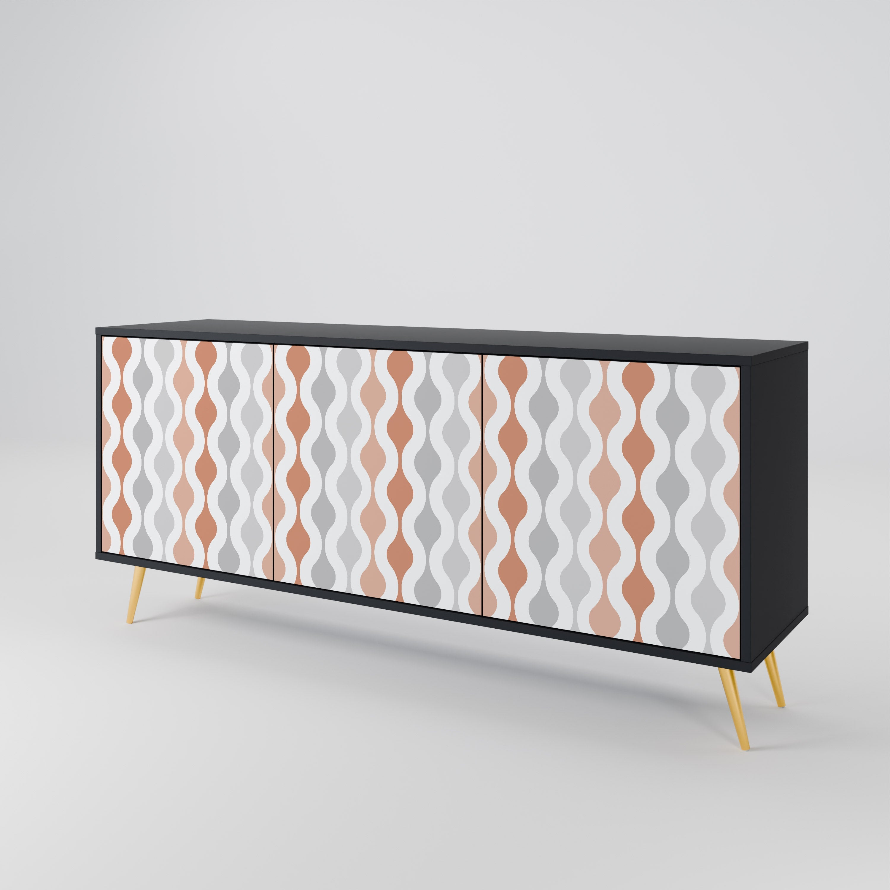 HAZY NOSTALGIA 3-Door Sideboard in Black Finish