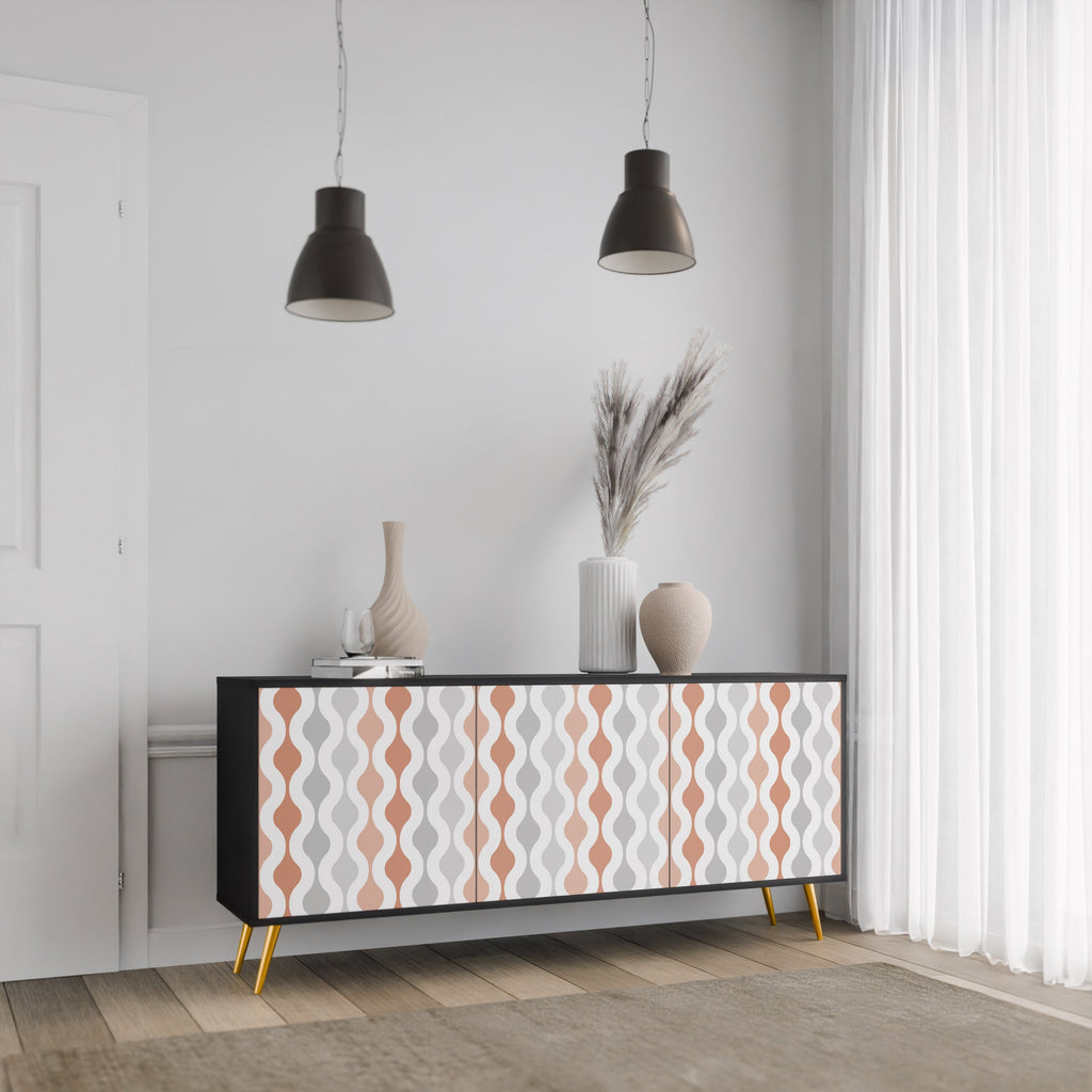 HAZY NOSTALGIA 3-Door Sideboard in Black Finish