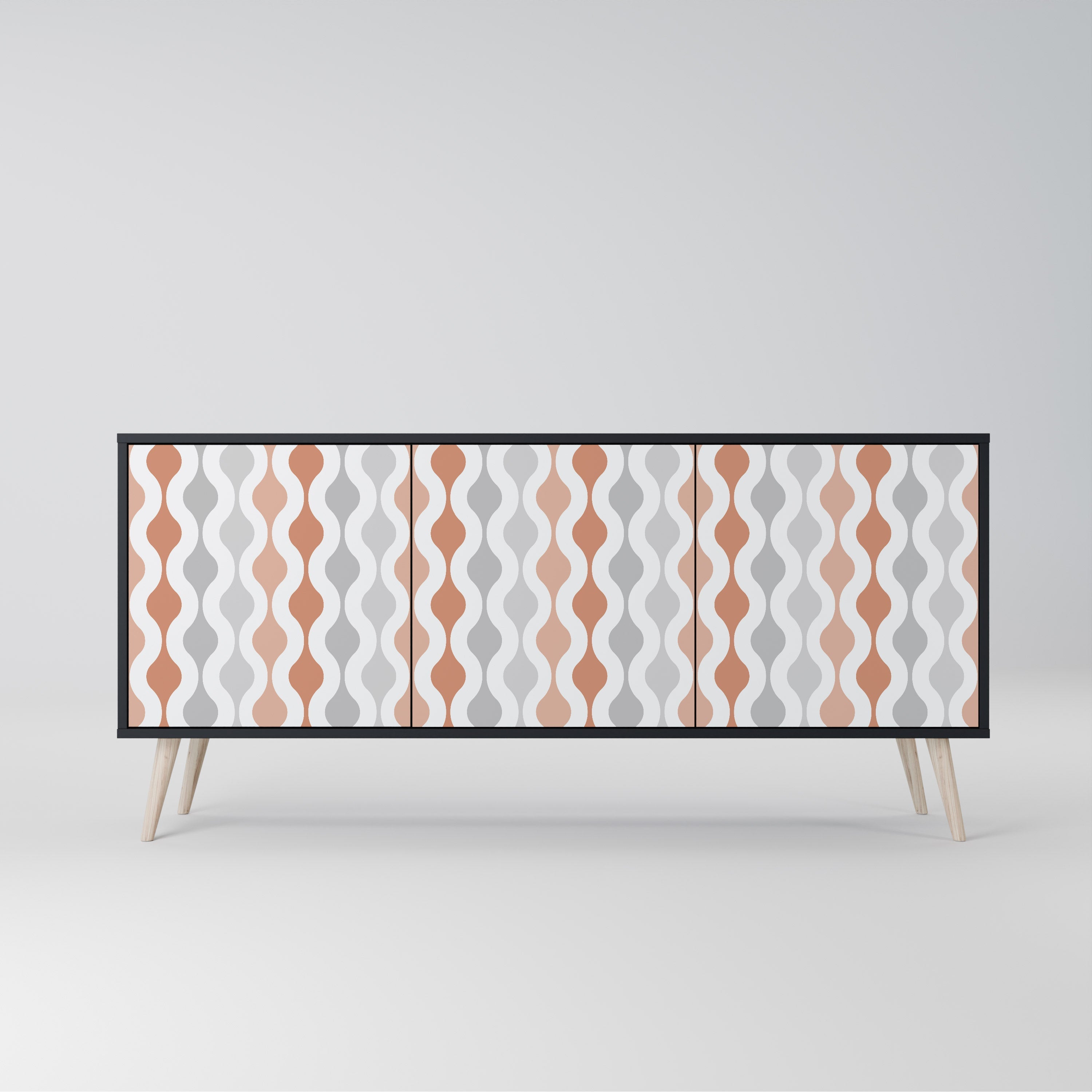 HAZY NOSTALGIA 3-Door Sideboard in Black Finish