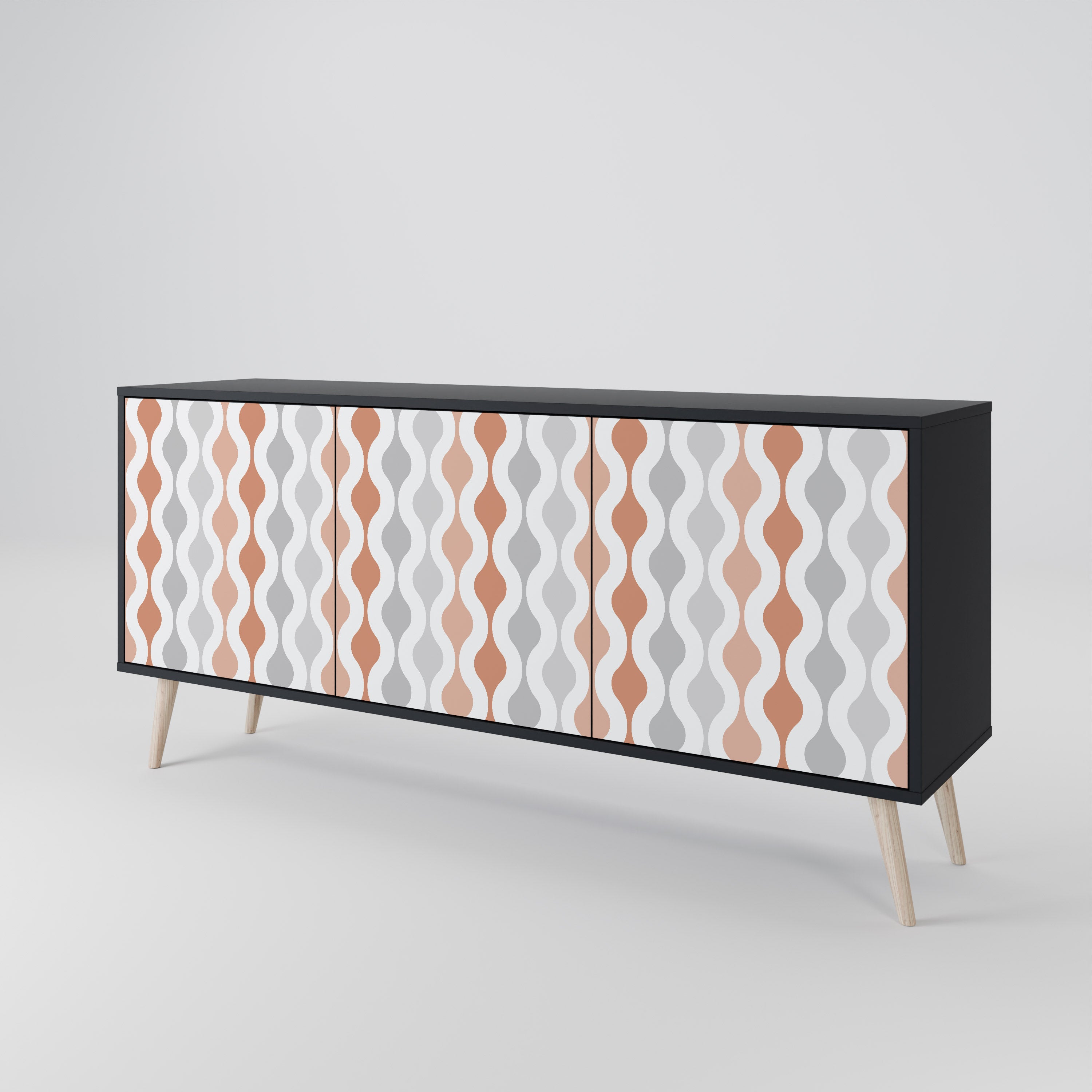 HAZY NOSTALGIA 3-Door Sideboard in Black Finish