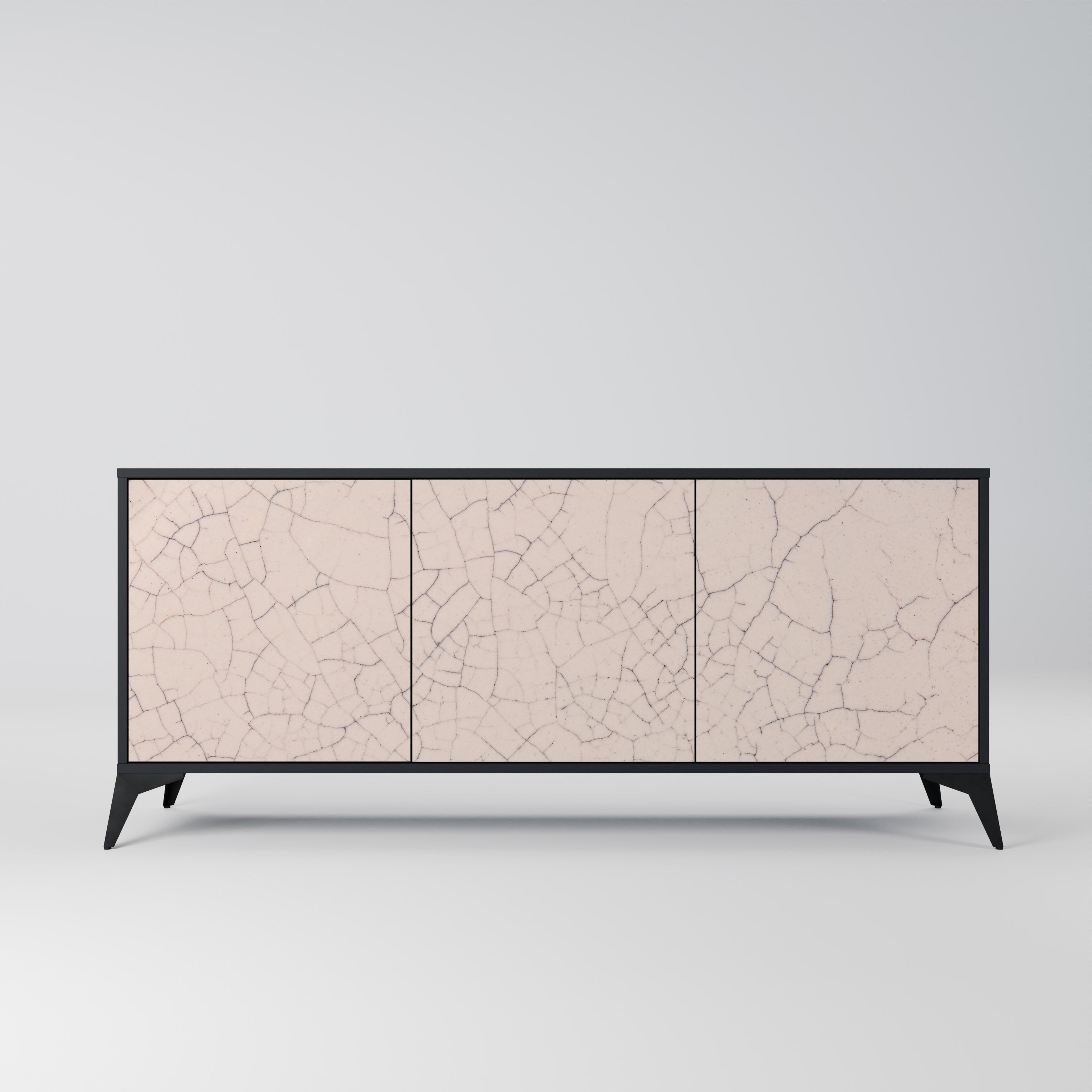 CERAMIC TEXTURE 3-Door Sideboard in Black Finish