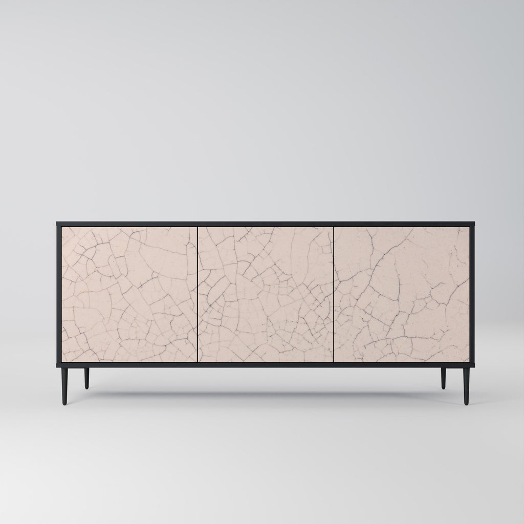 CERAMIC TEXTURE 3-Door Sideboard in Black Finish
