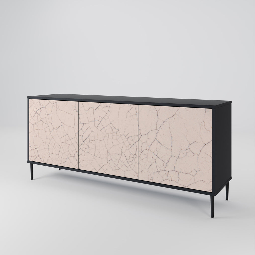 CERAMIC TEXTURE 3-Door Sideboard in Black Finish