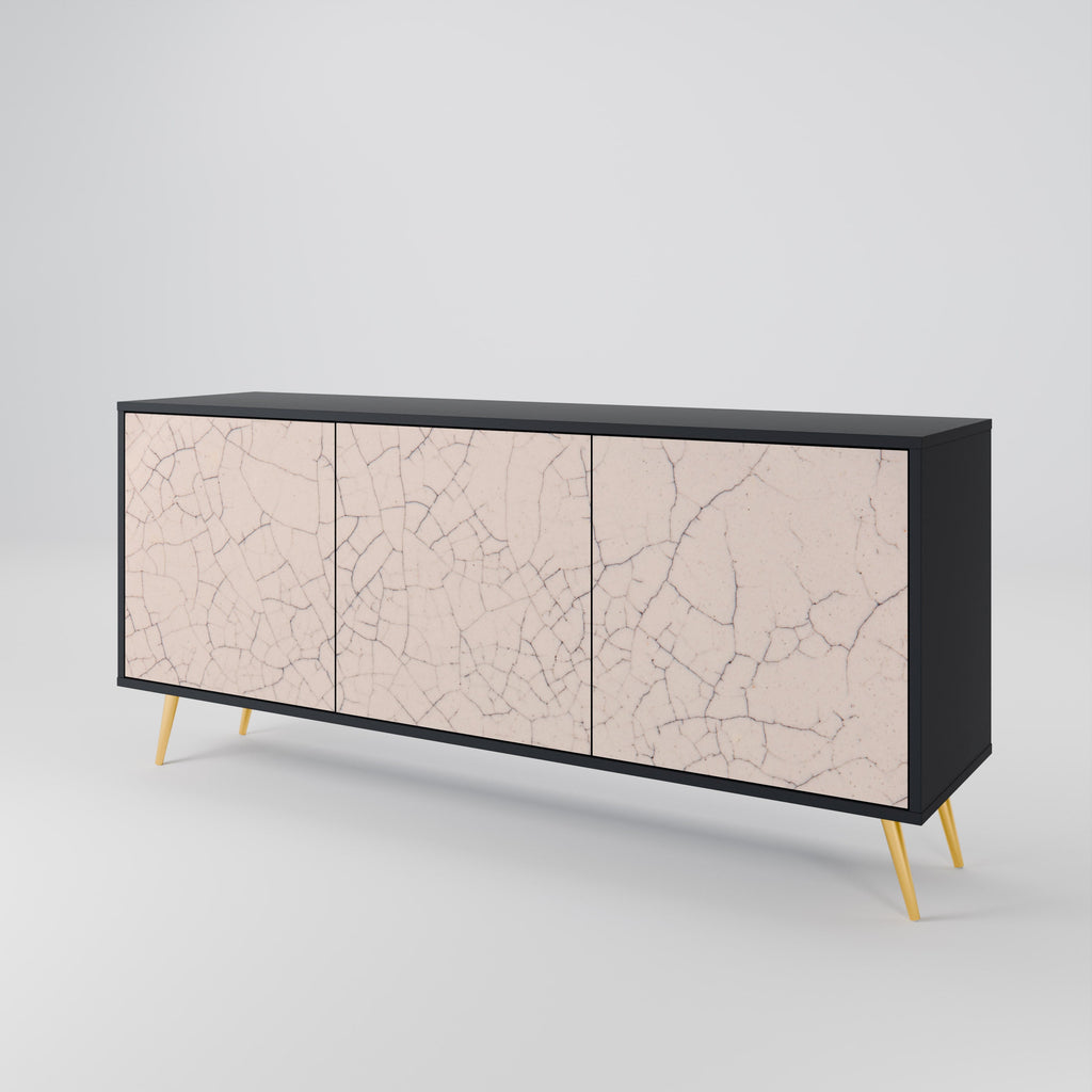 CERAMIC TEXTURE 3-Door Sideboard in Black Finish