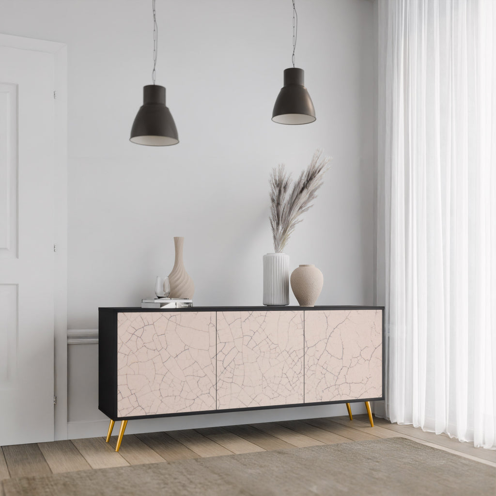 CERAMIC TEXTURE 3-Door Sideboard in Black Finish