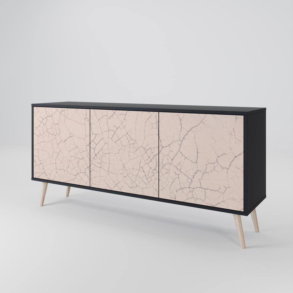 CERAMIC TEXTURE 3-Door Sideboard in Black Finish