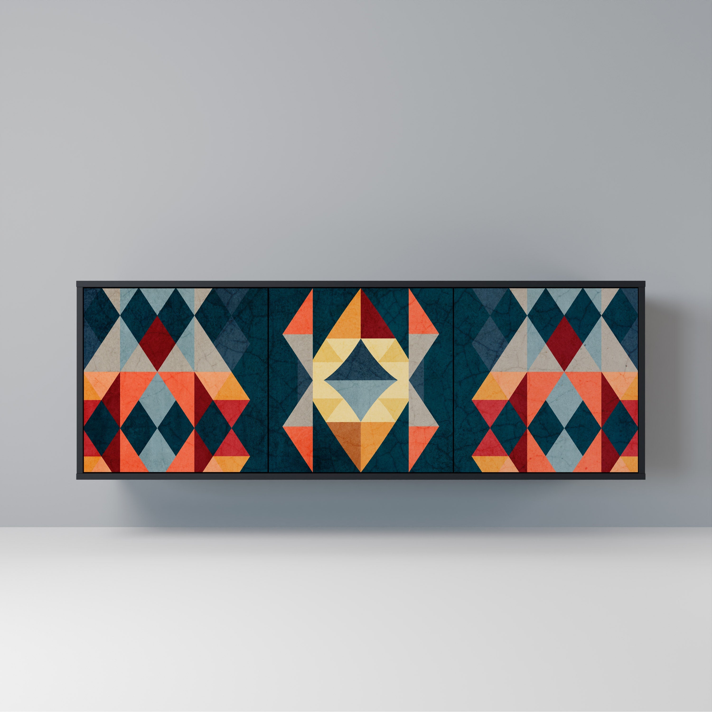 CRACKED ILLUSION 3-Door Sideboard in Black Finish