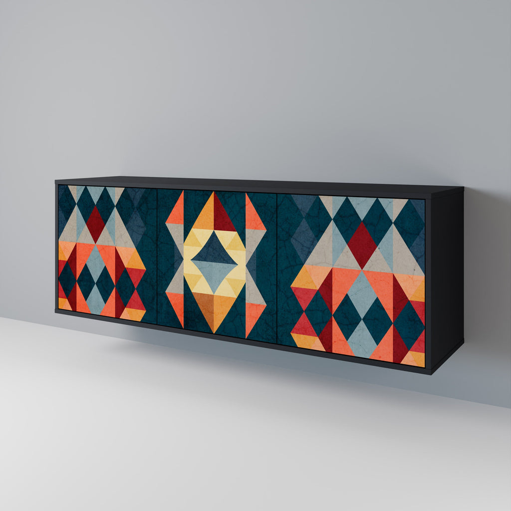 CRACKED ILLUSION 3-Door Sideboard in Black Finish