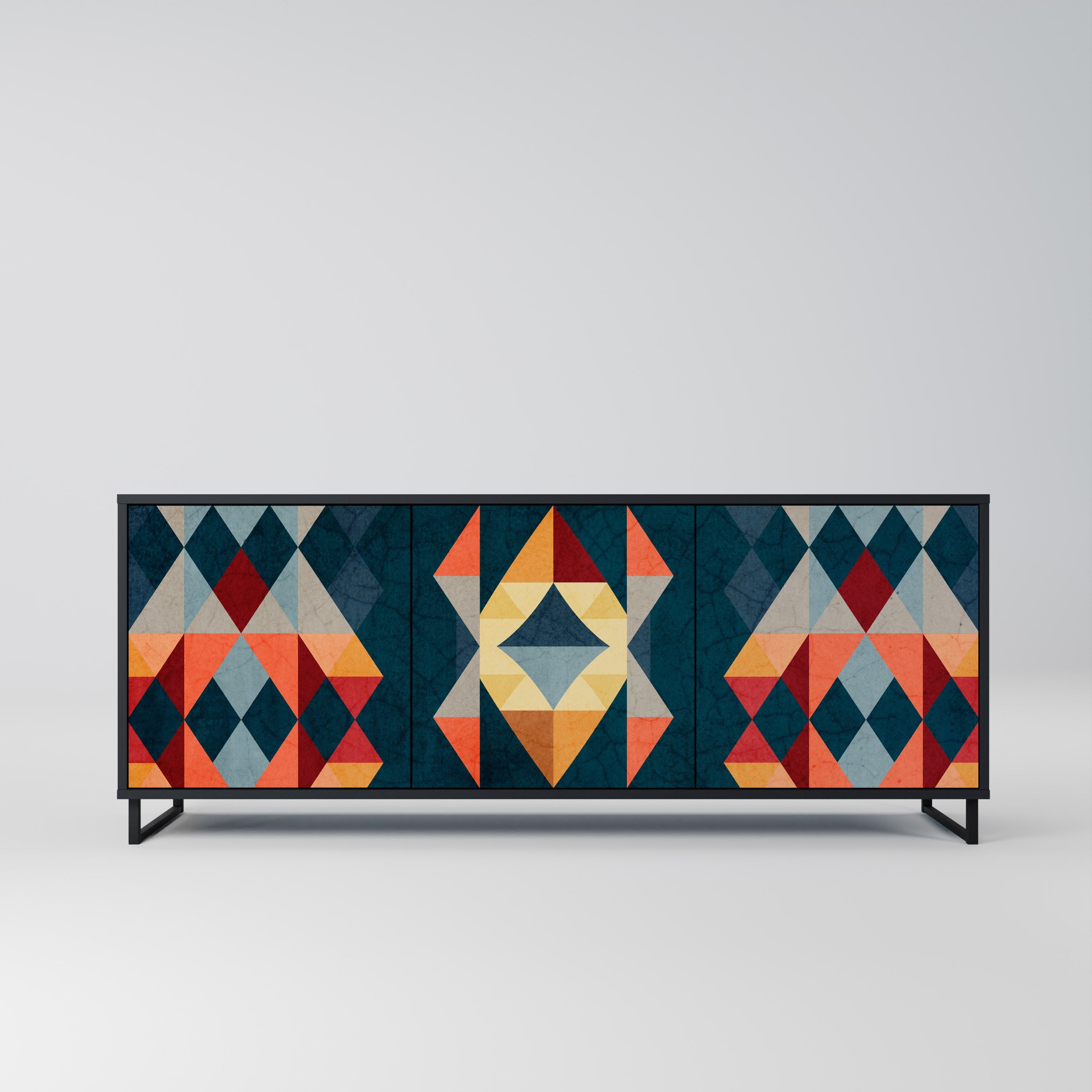 CRACKED ILLUSION 3-Door Sideboard in Black Finish