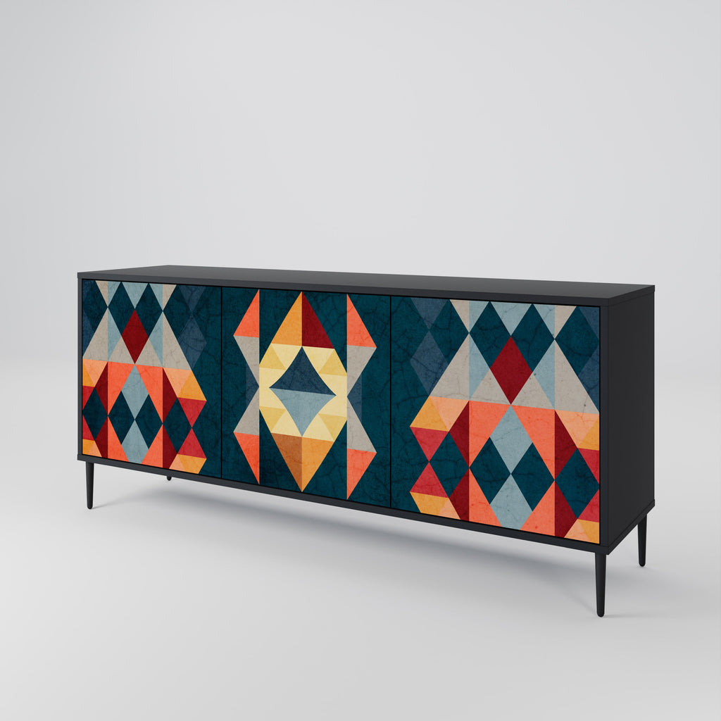 CRACKED ILLUSION 3-Door Sideboard in Black Finish