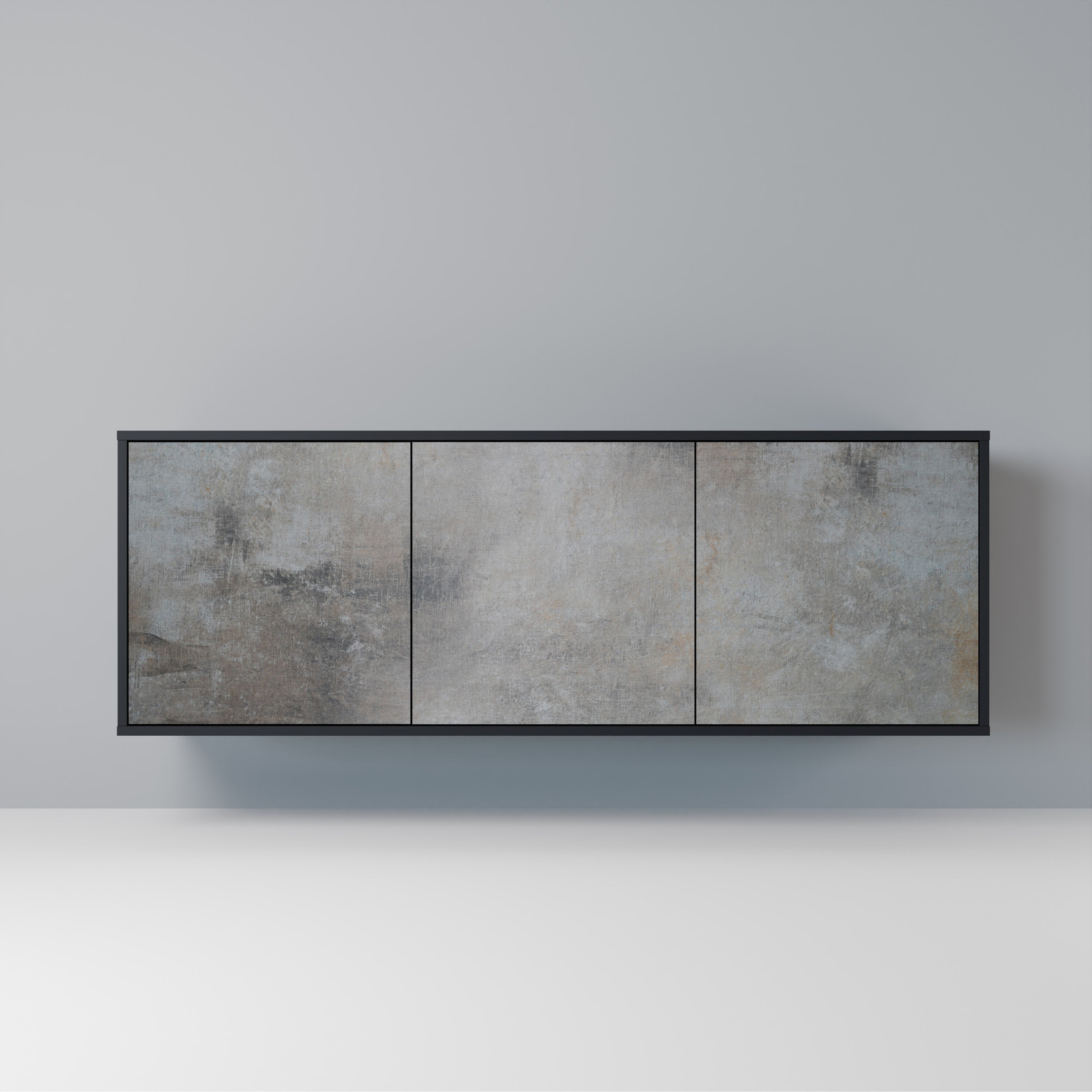 CONCRETE WALL 3-Door Sideboard in Black Finish