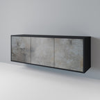 CONCRETE WALL 3-Door Sideboard in Black Finish