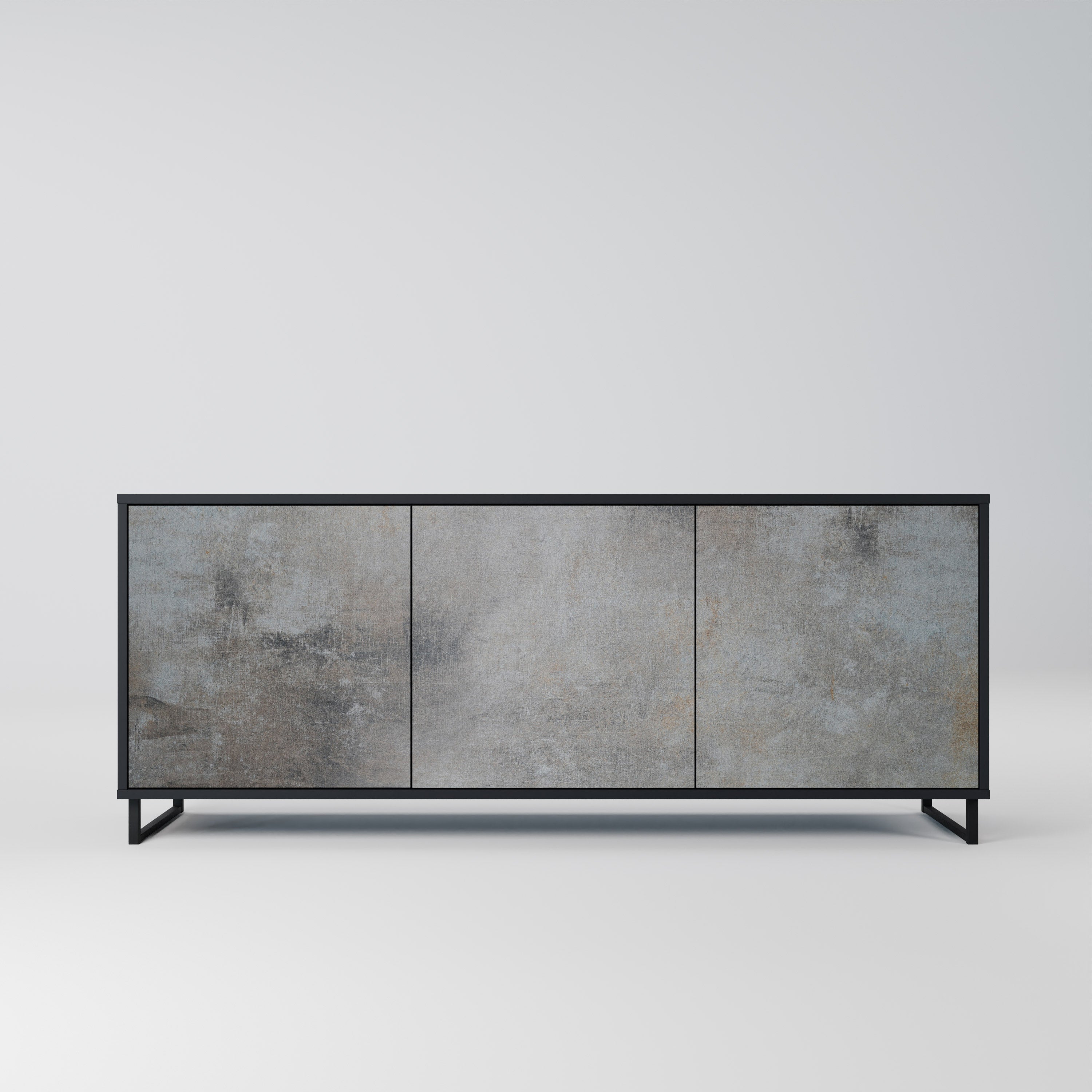 CONCRETE WALL 3-Door Sideboard in Black Finish