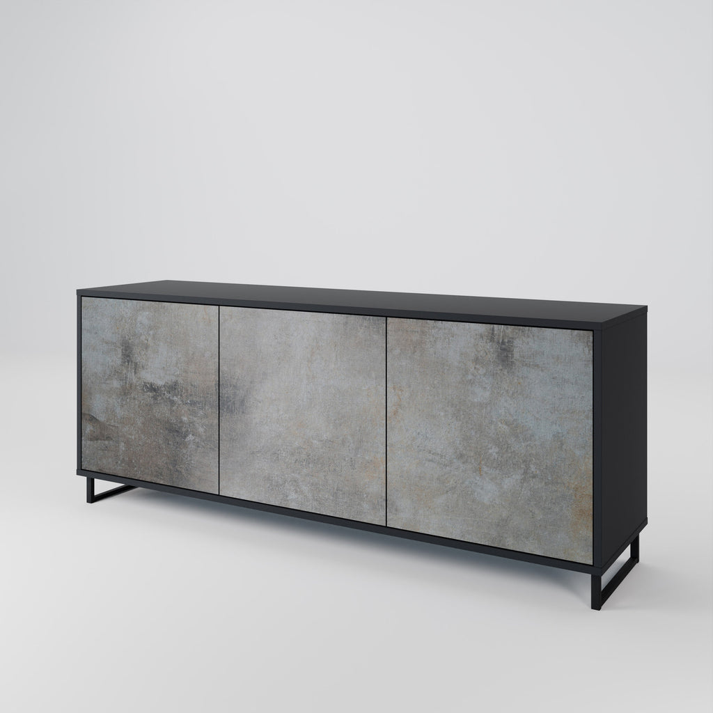 CONCRETE WALL 3-Door Sideboard in Black Finish