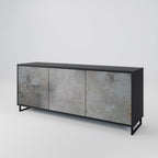 CONCRETE WALL 3-Door Sideboard in Black Finish