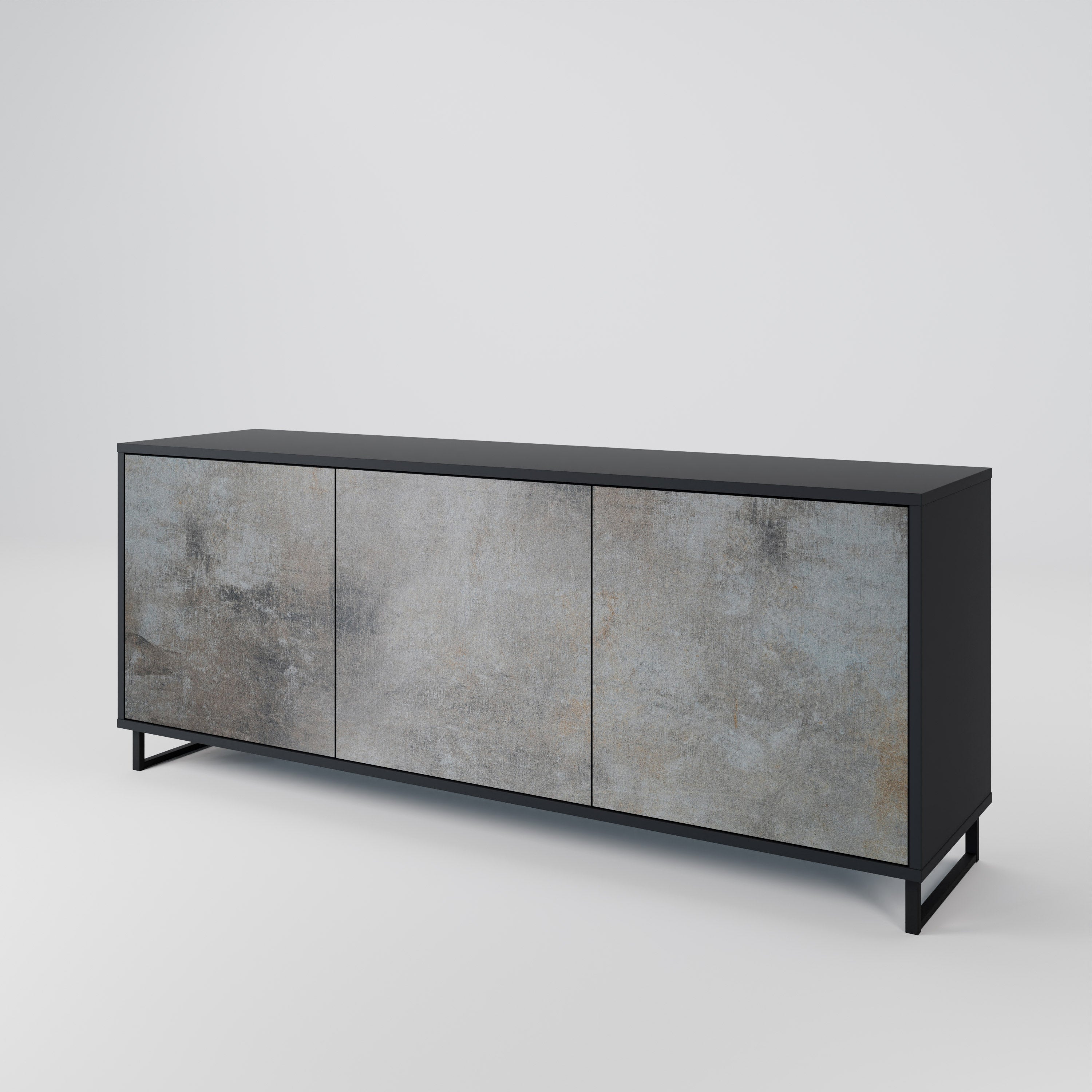 CONCRETE WALL 3-Door Sideboard in Black Finish