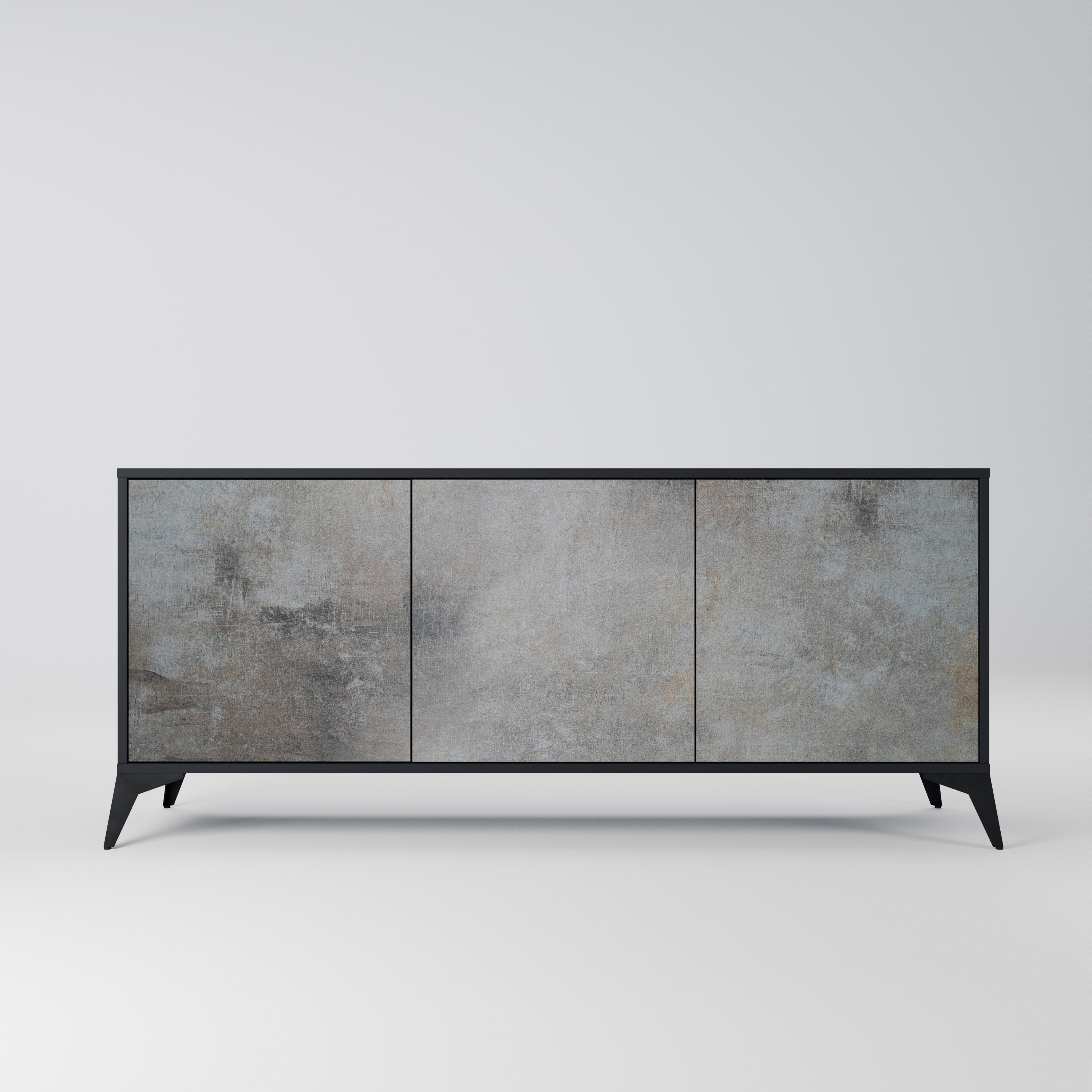 CONCRETE WALL 3-Door Sideboard in Black Finish