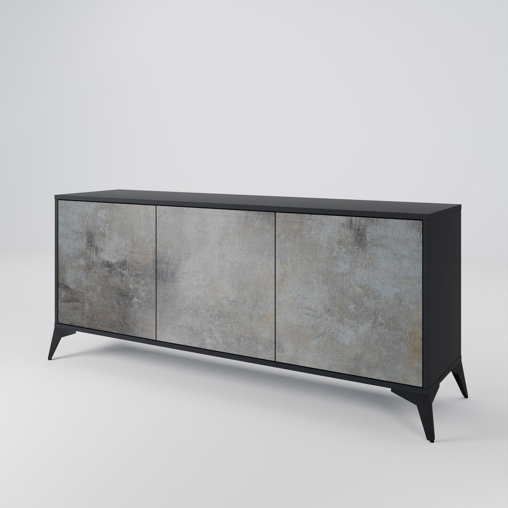 CONCRETE WALL 3-Door Sideboard in Black Finish