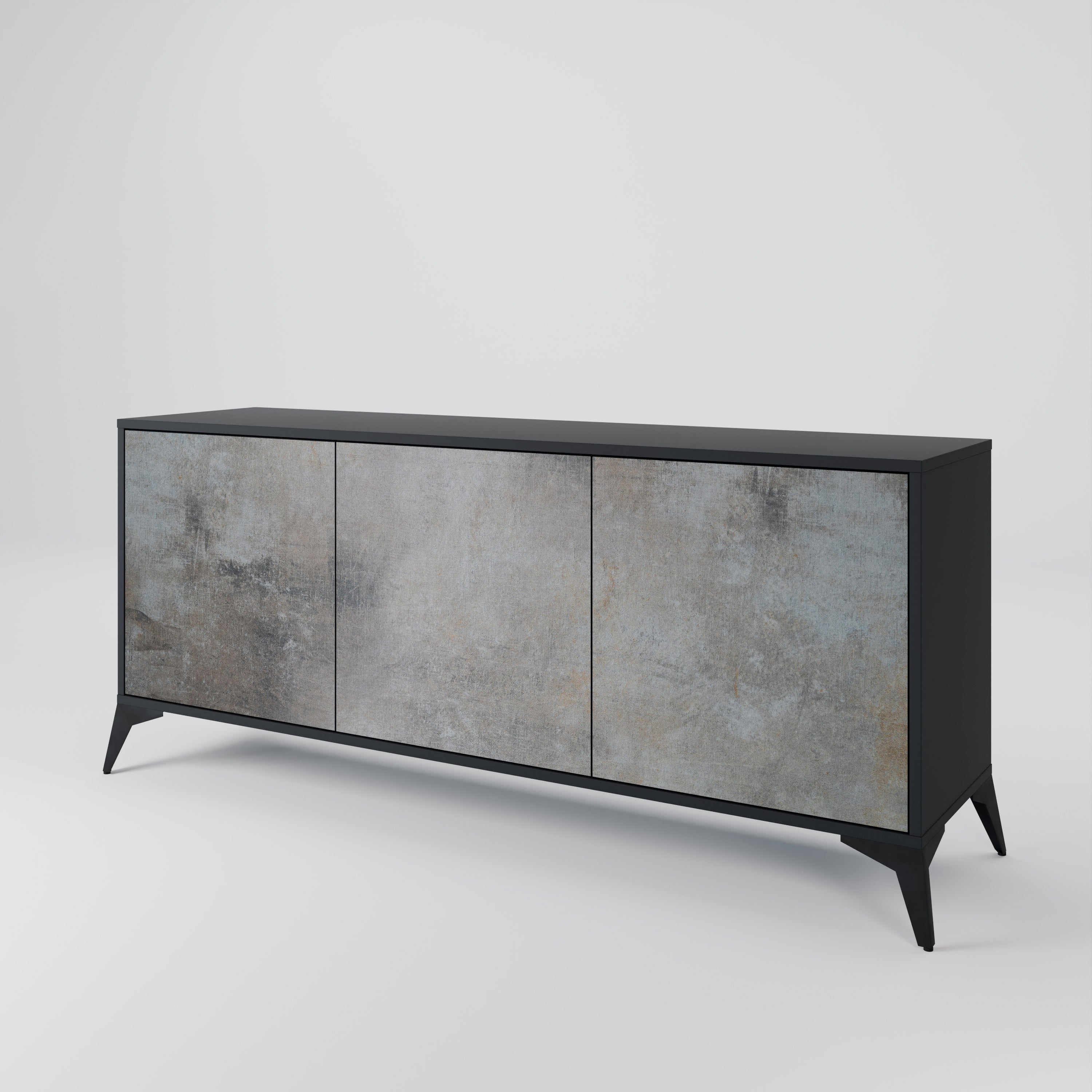 CONCRETE WALL 3-Door Sideboard in Black Finish