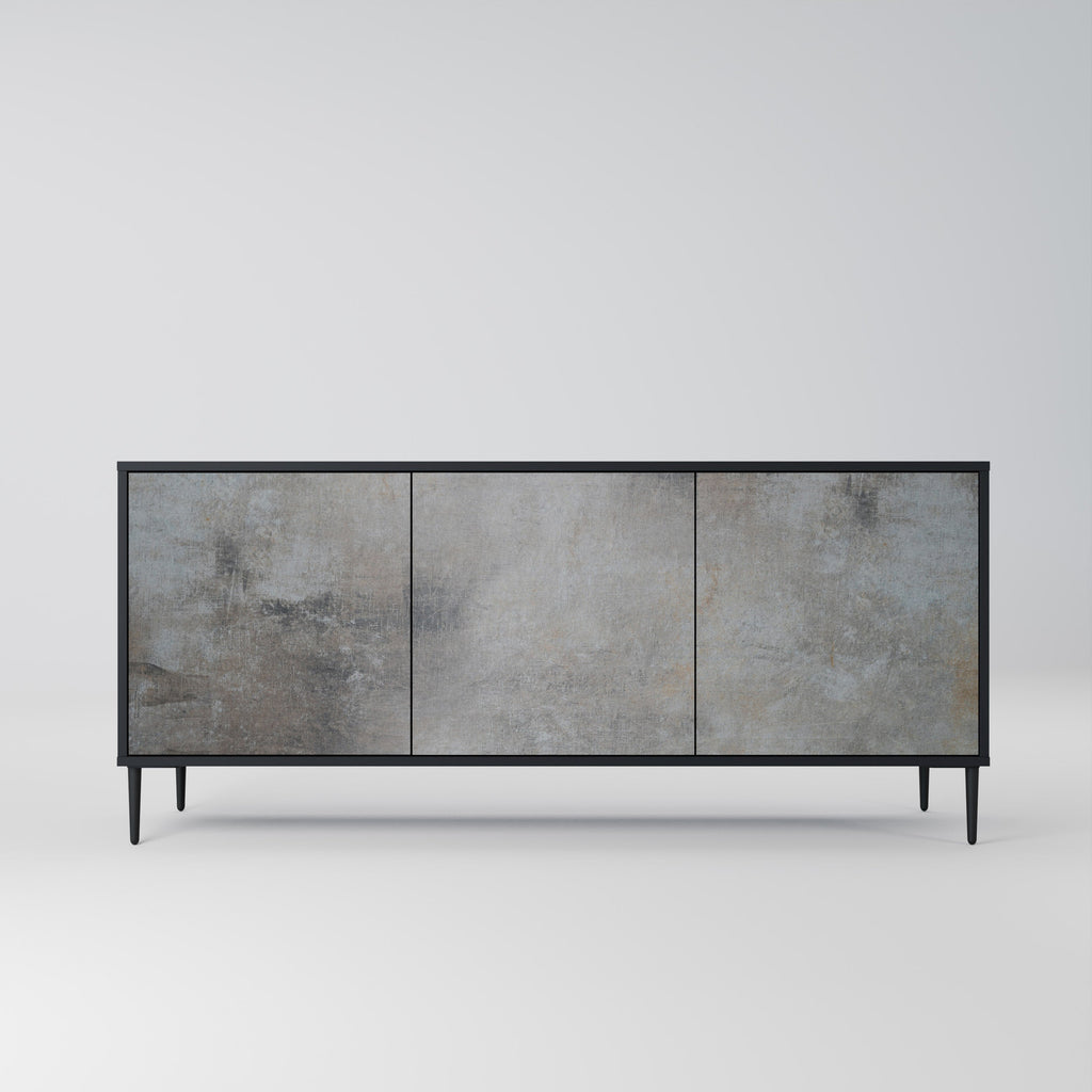 CONCRETE WALL 3-Door Sideboard in Black Finish