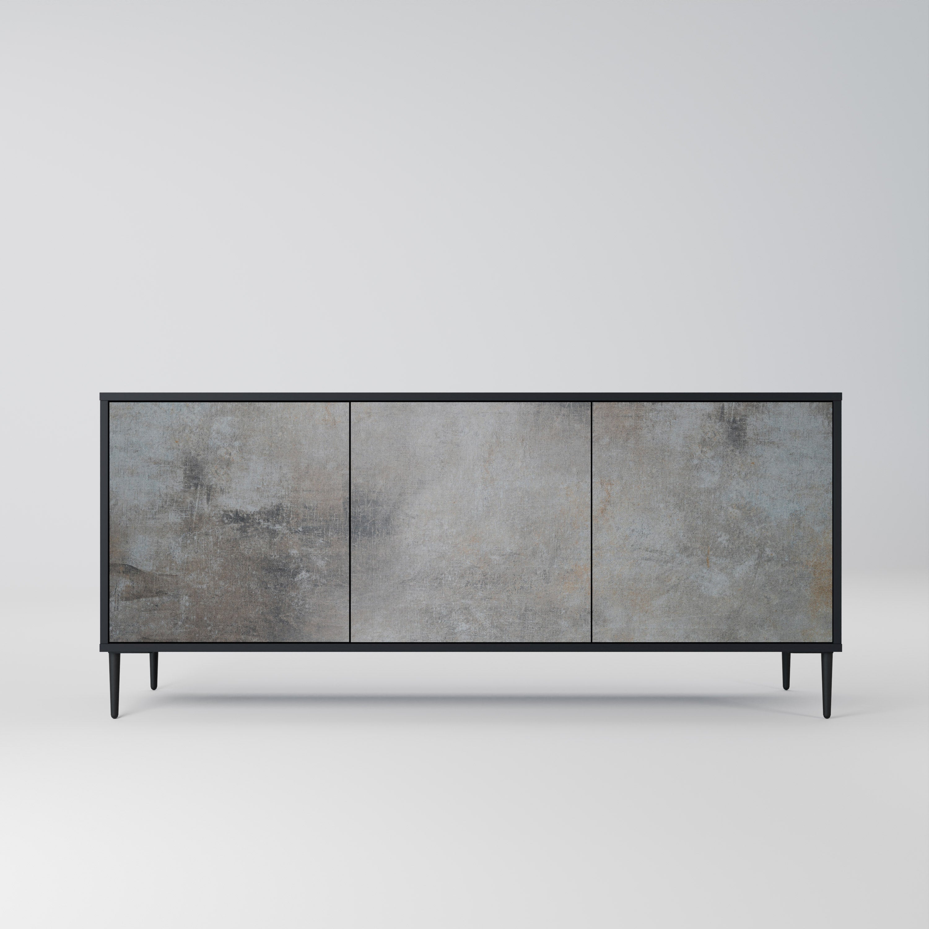 CONCRETE WALL 3-Door Sideboard in Black Finish