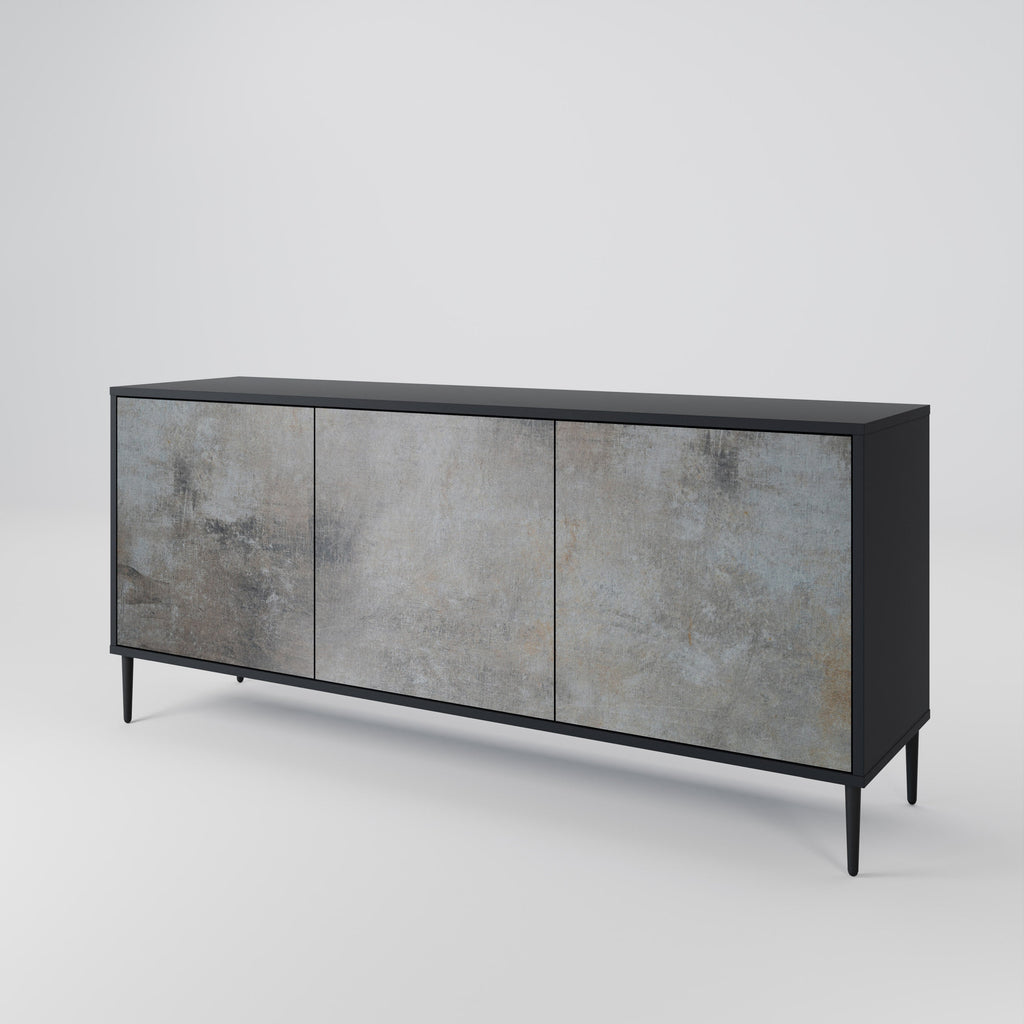 CONCRETE WALL 3-Door Sideboard in Black Finish