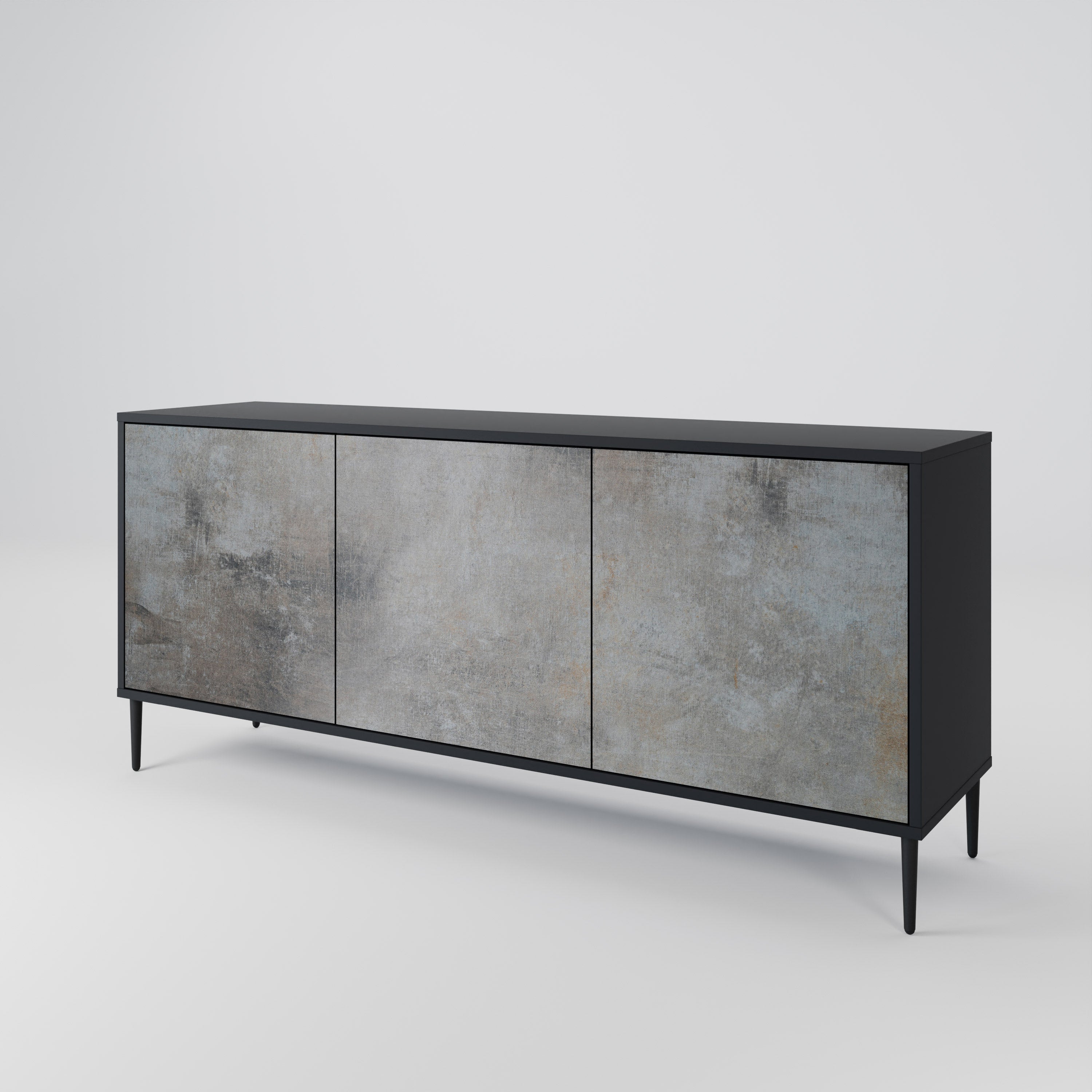 CONCRETE WALL 3-Door Sideboard in Black Finish