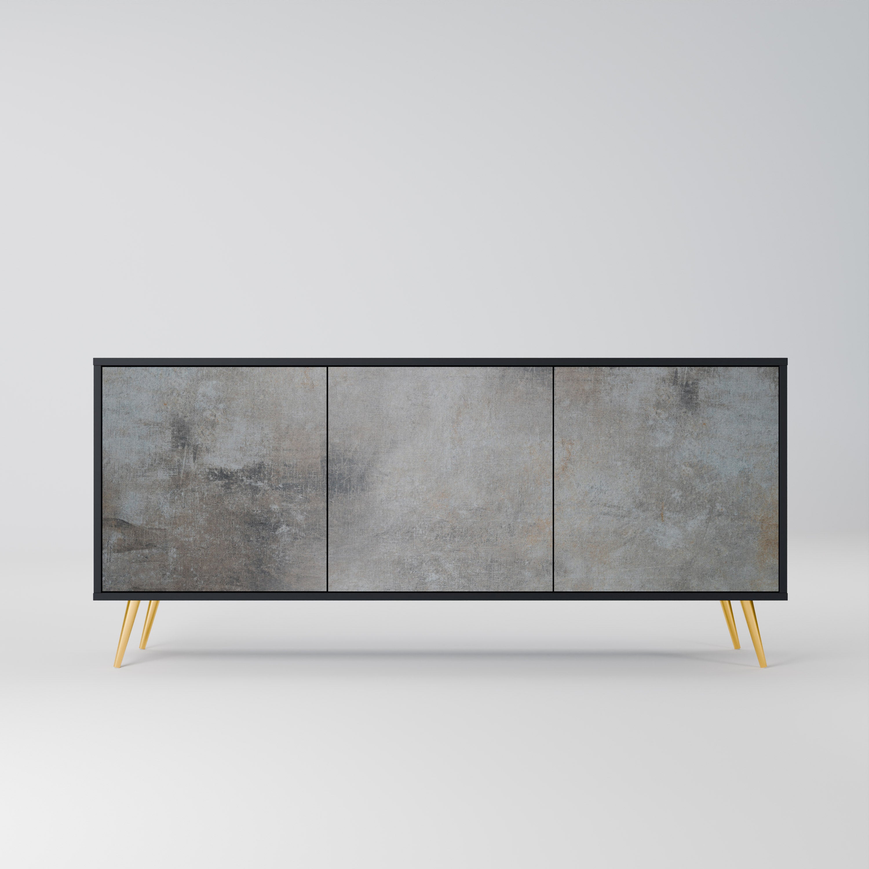 CONCRETE WALL 3-Door Sideboard in Black Finish