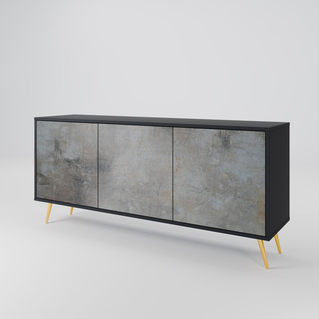 CONCRETE WALL 3-Door Sideboard in Black Finish