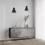 CONCRETE WALL 3-Door Sideboard in Black Finish