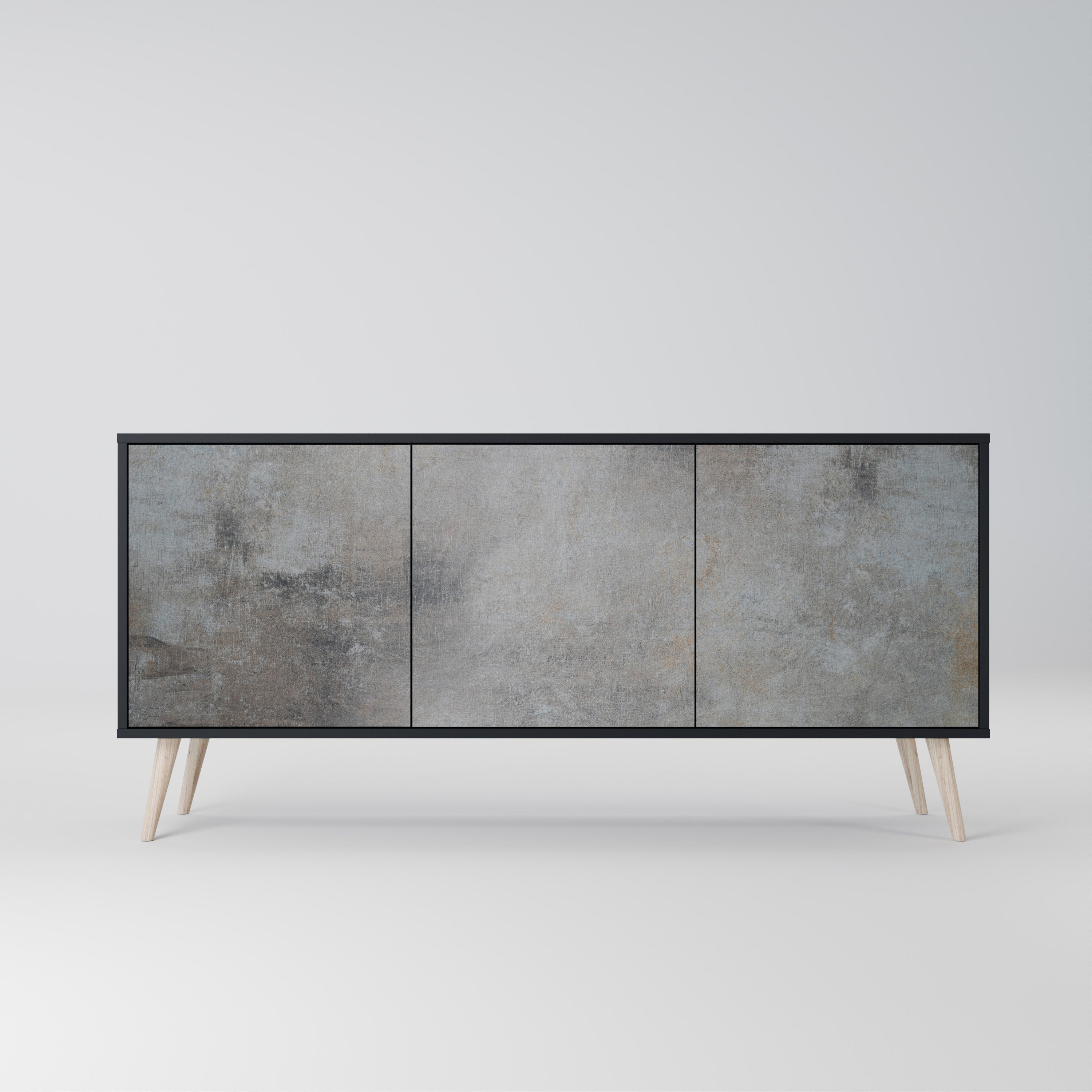 CONCRETE WALL 3-Door Sideboard in Black Finish