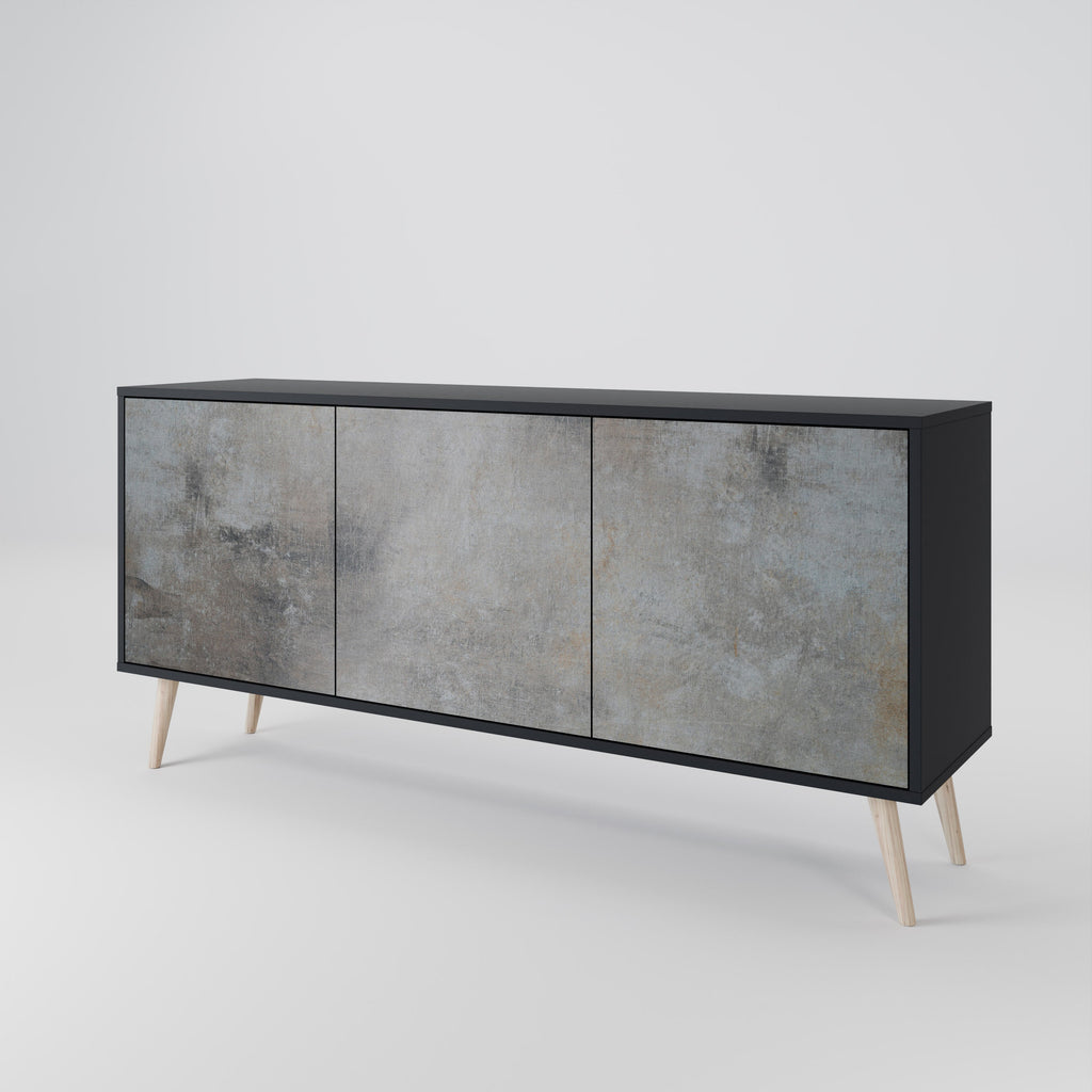 CONCRETE WALL 3-Door Sideboard in Black Finish
