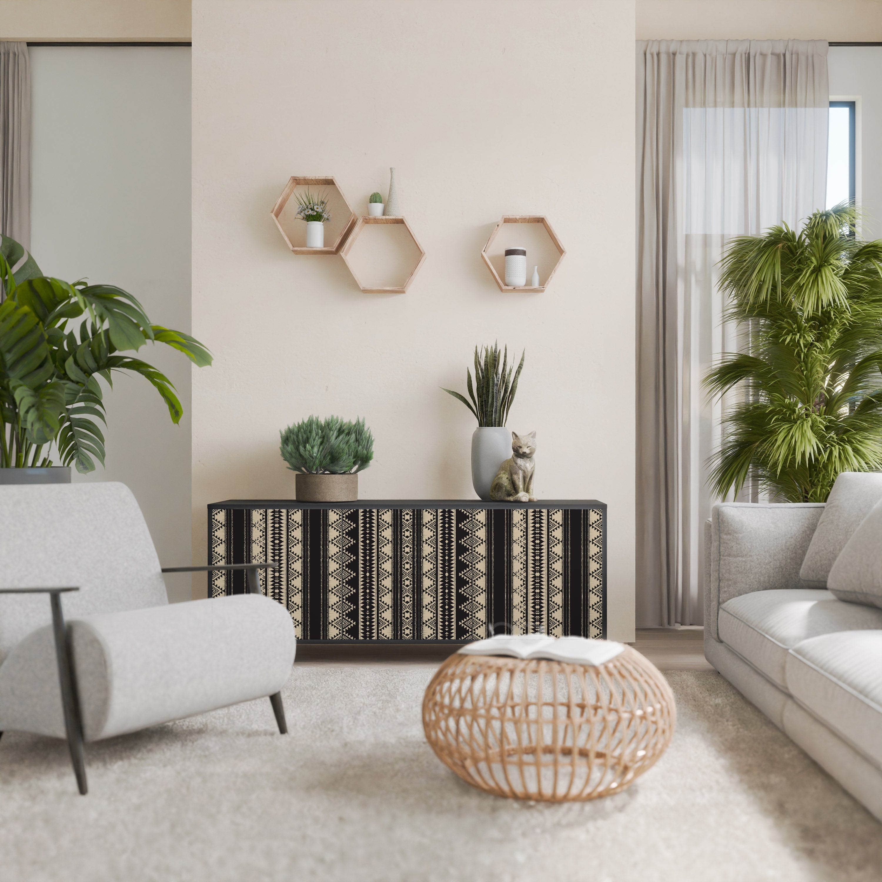 AZTEC 3-Door Sideboard in Black Finish