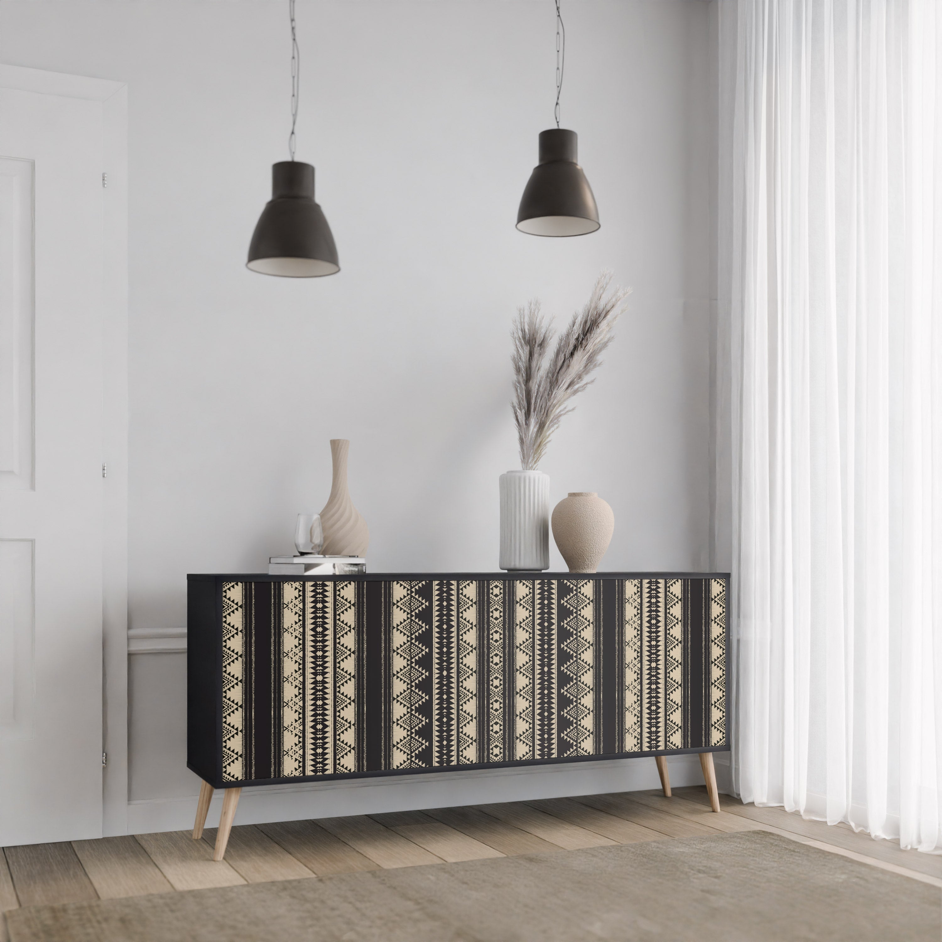 AZTEC 3-Door Sideboard in Black Finish