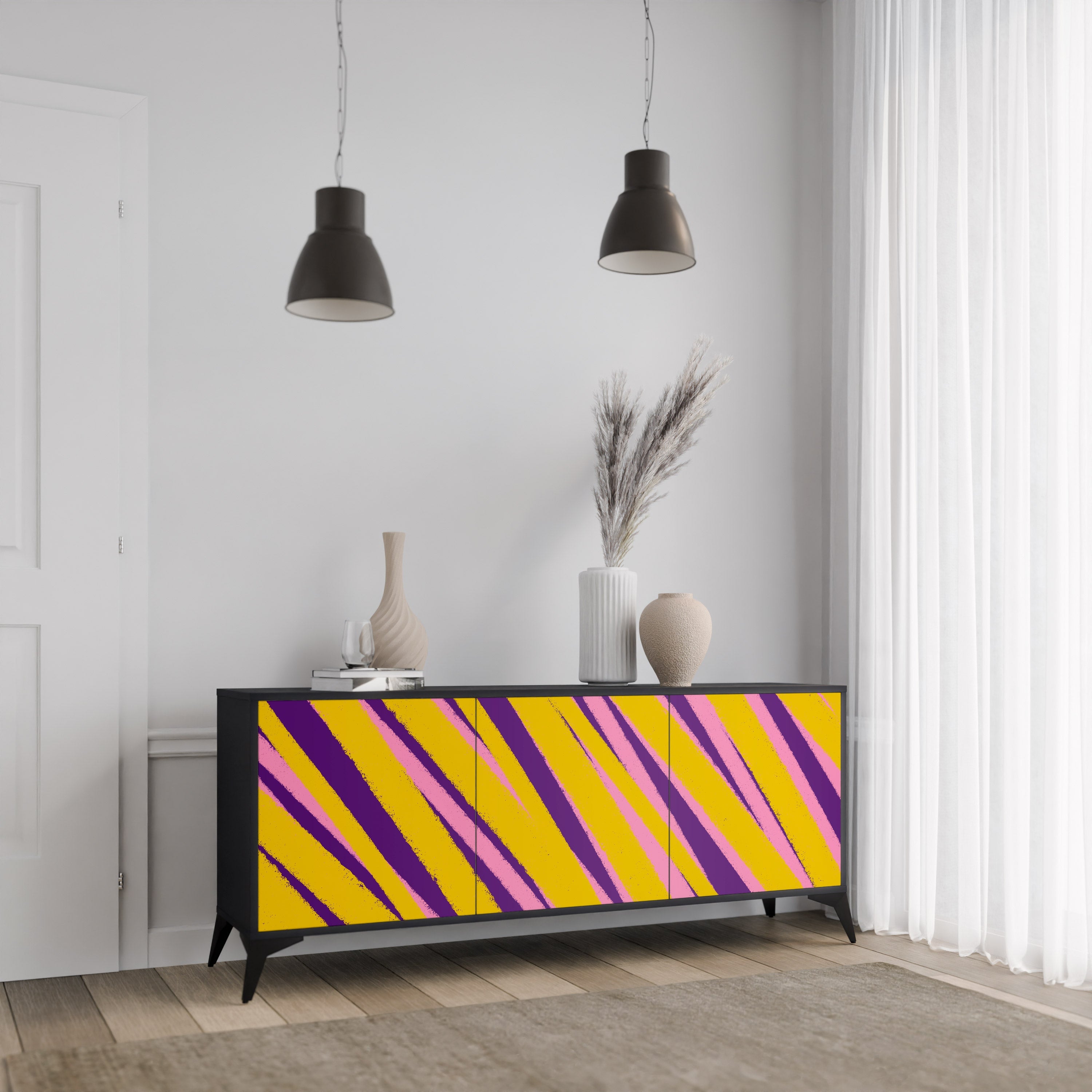 DREAMS COME TRUE 3-Door Sideboard in Black Finish