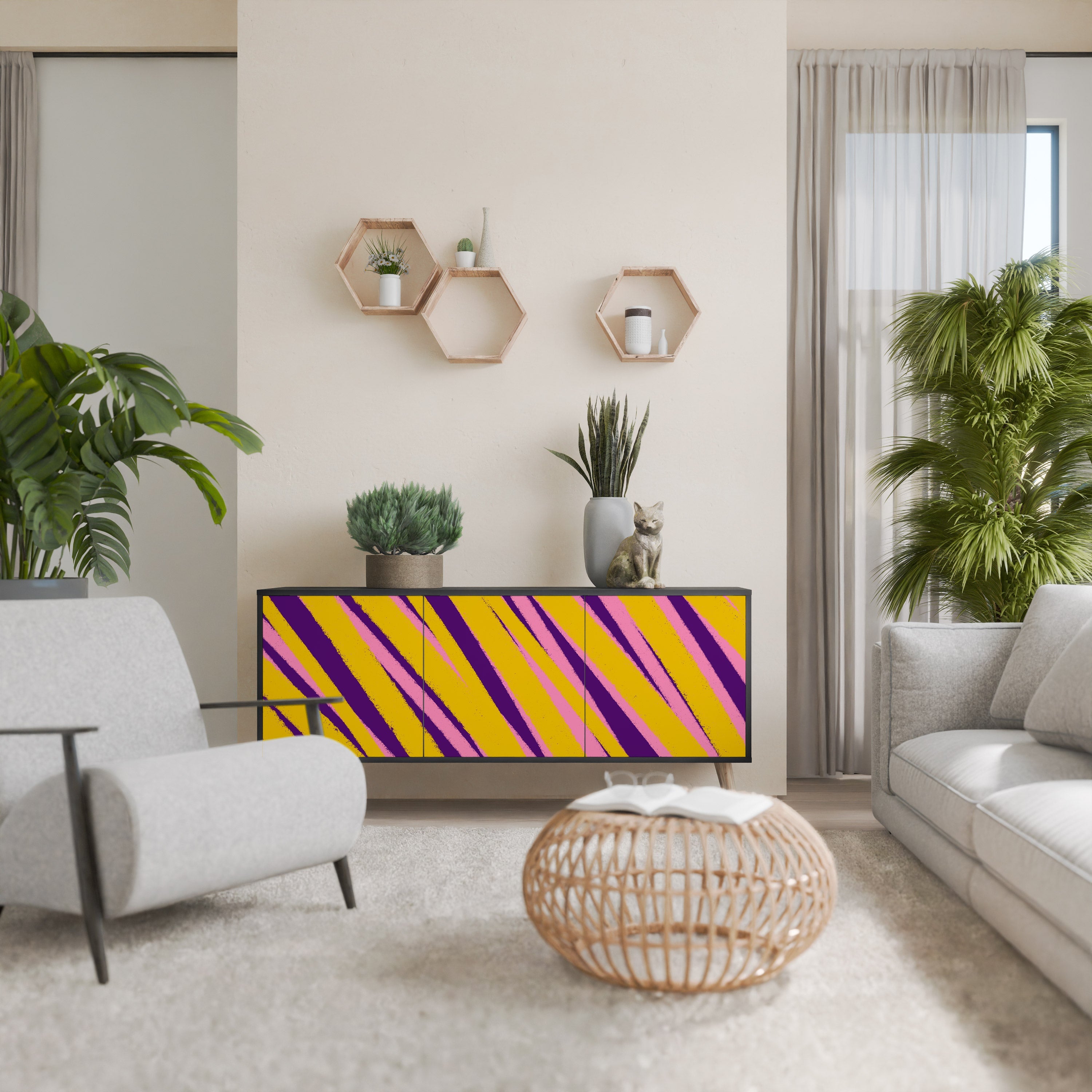 DREAMS COME TRUE 3-Door Sideboard in Black Finish