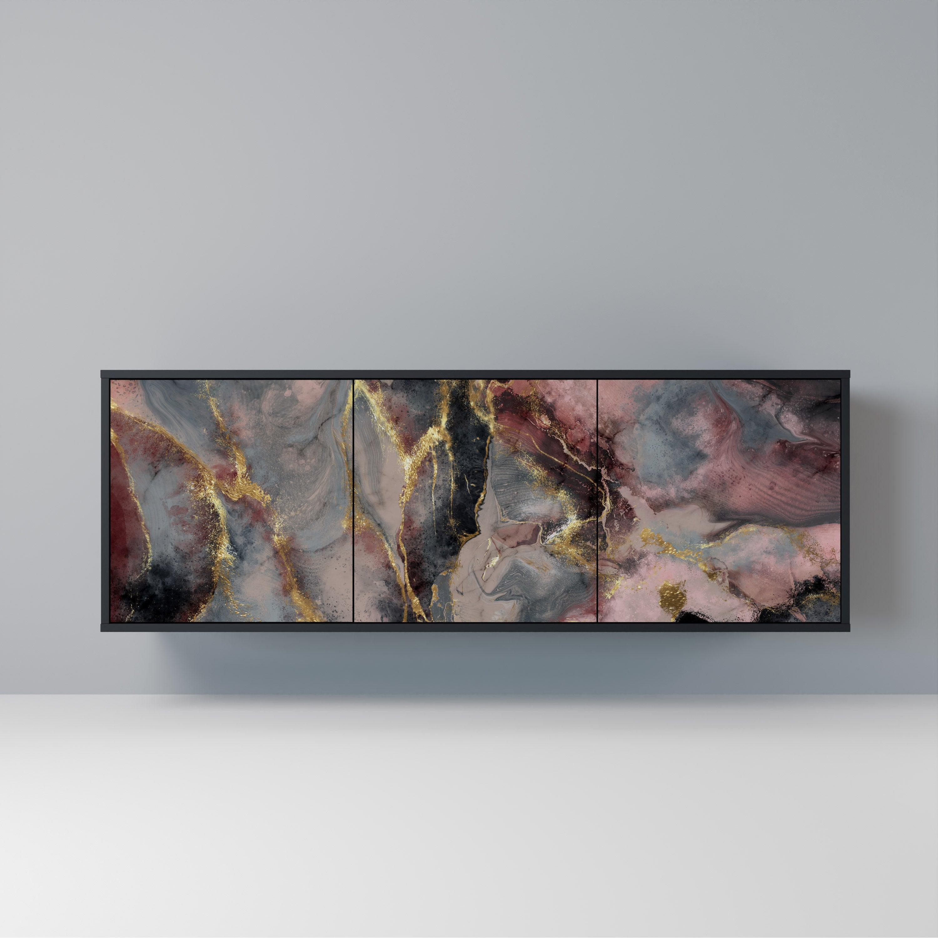 GOLDEN TIDES 3-Door Sideboard in Black Finish