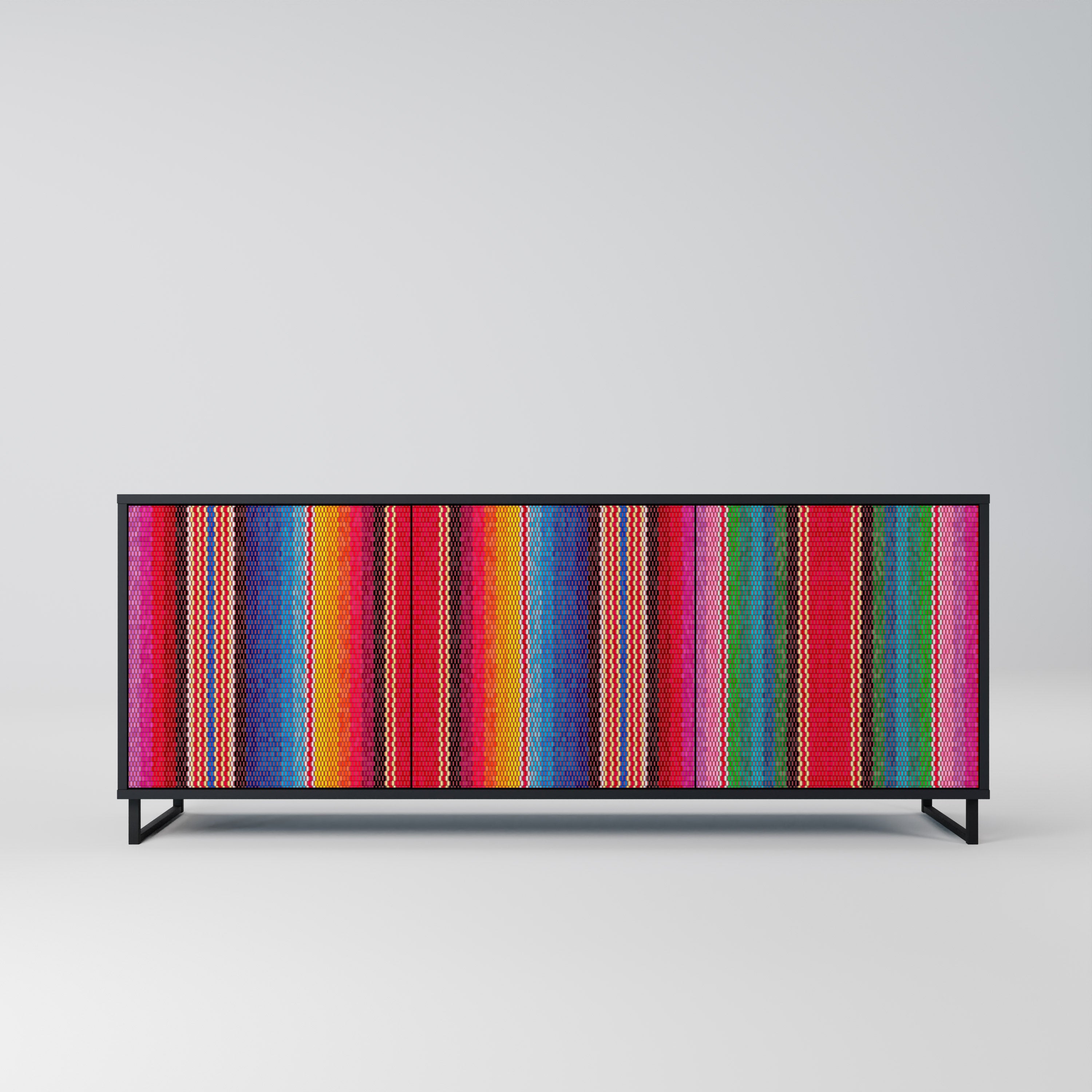 ETHNIC MEXICAN 3-Door Sideboard in Black Finish