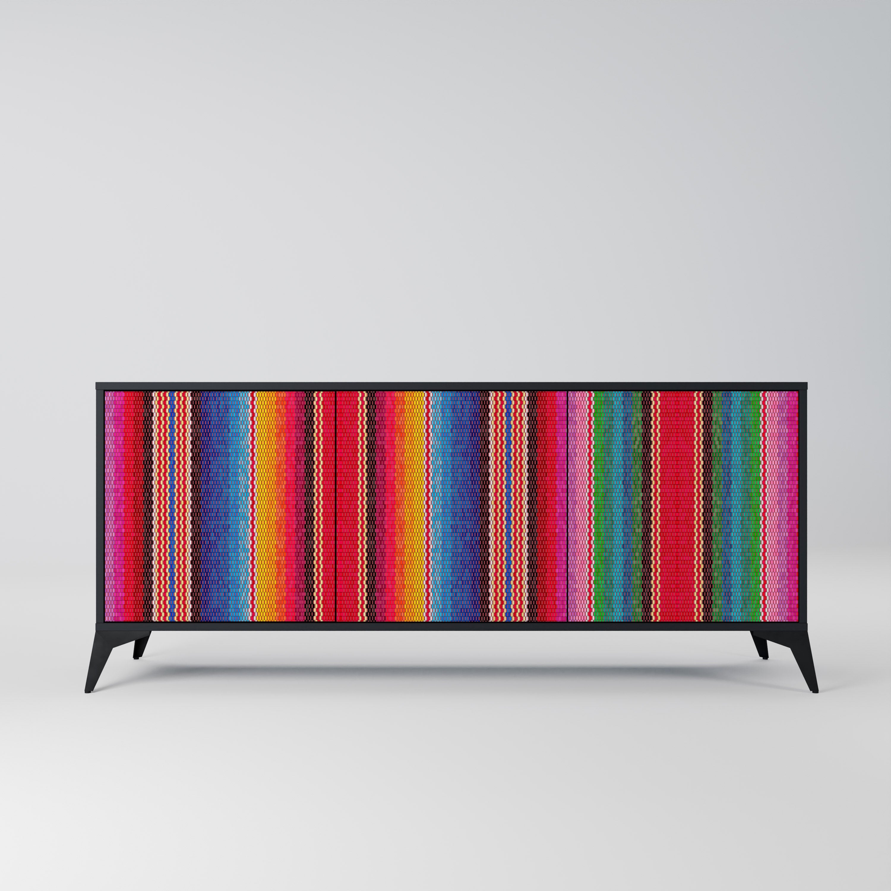 ETHNIC MEXICAN 3-Door Sideboard in Black Finish