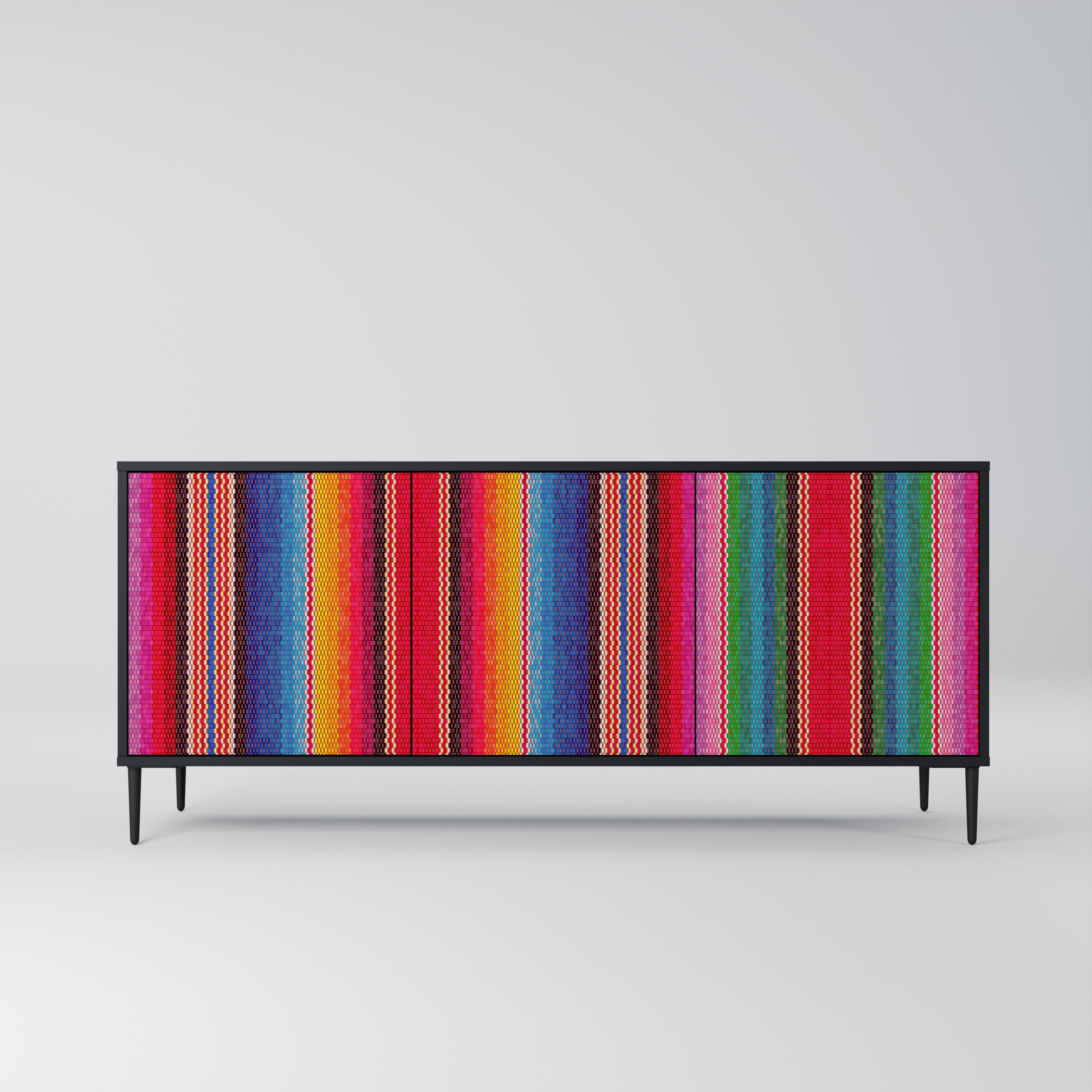 ETHNIC MEXICAN 3-Door Sideboard in Black Finish