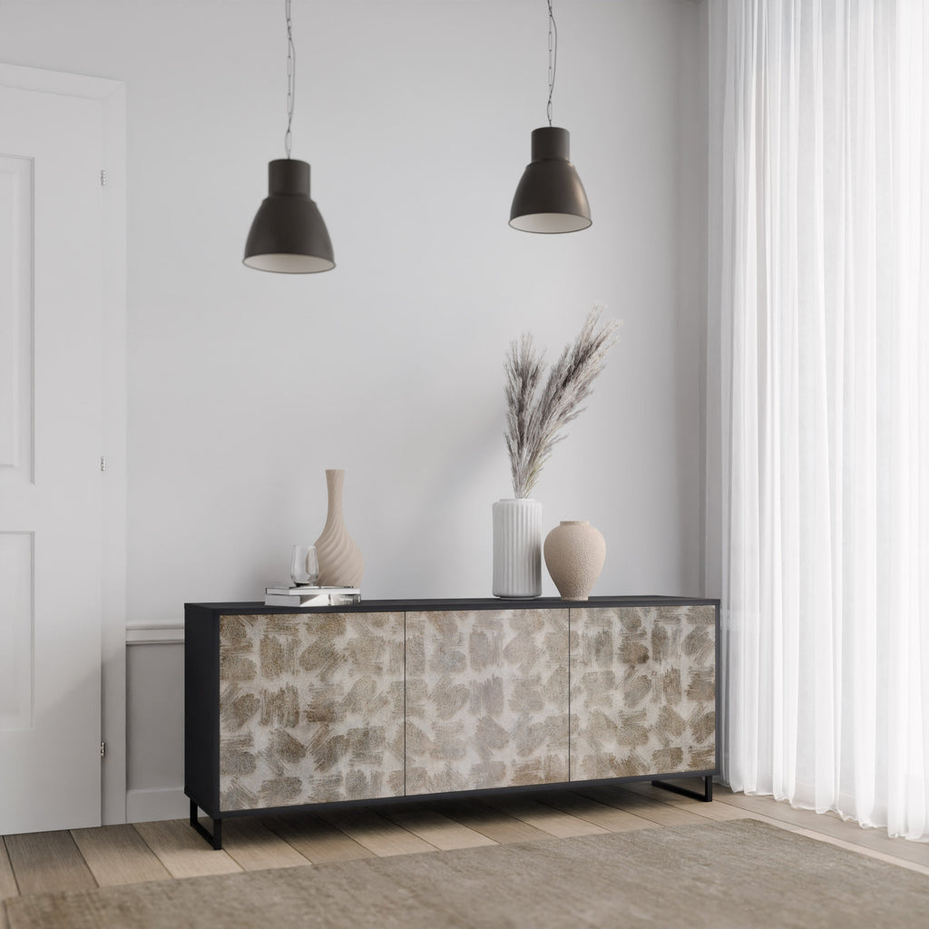SLIGHTLY BLURRED 3-Door Sideboard in Black Finish