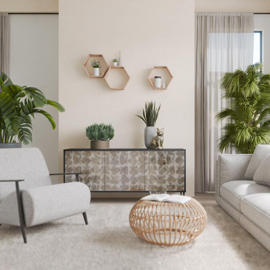 SLIGHTLY BLURRED 3-Door Sideboard in Black Finish