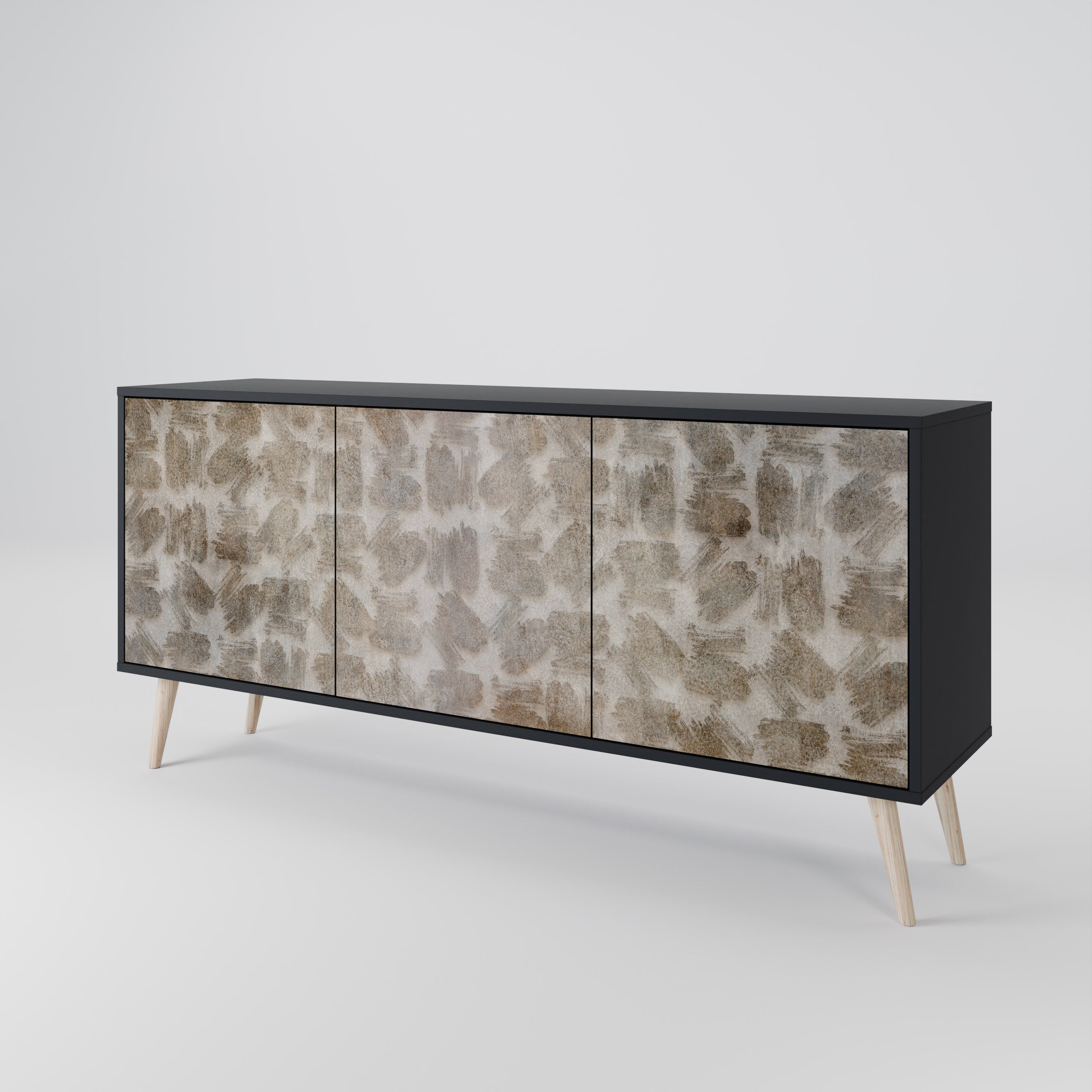 SLIGHTLY BLURRED 3-Door Sideboard in Black Finish