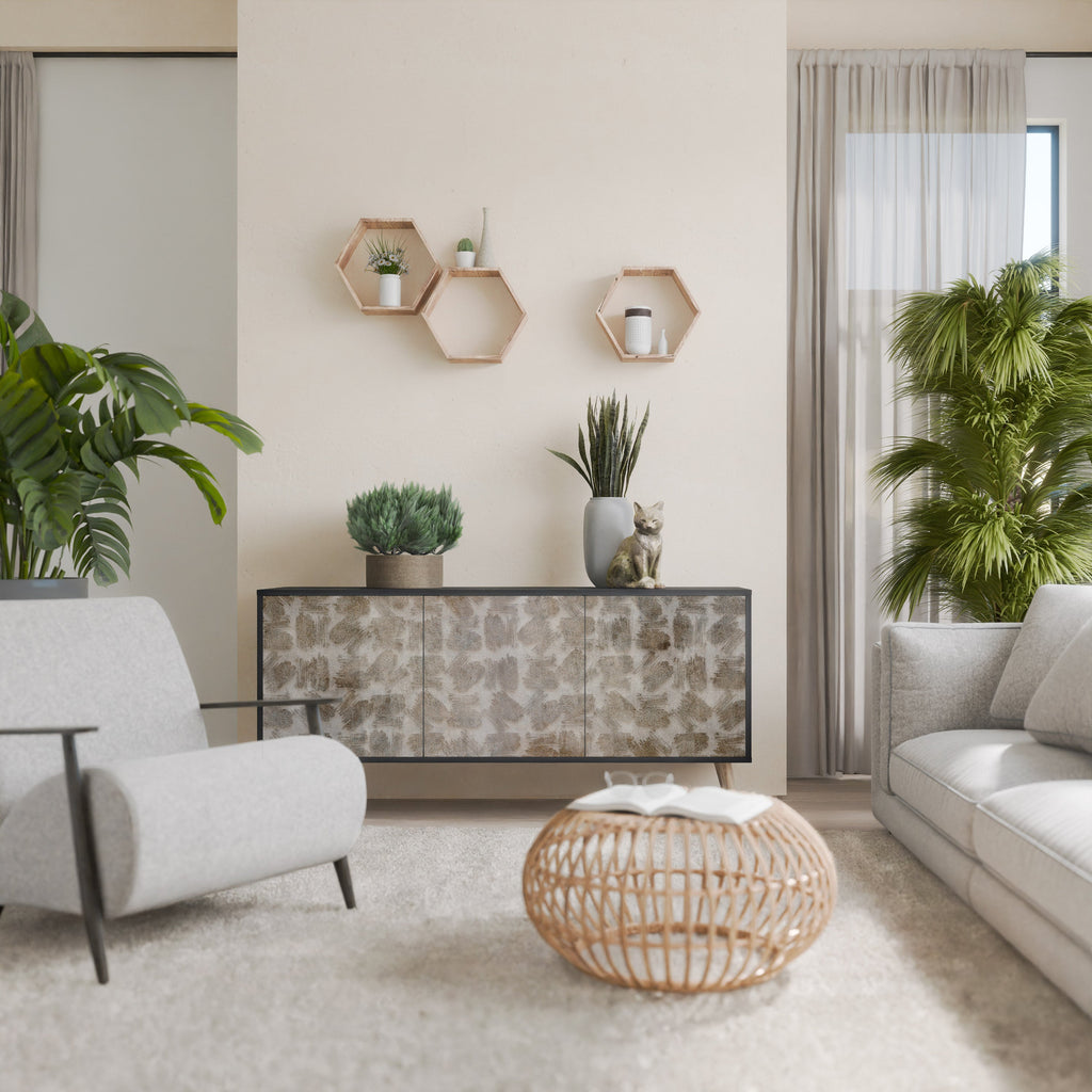 SLIGHTLY BLURRED 3-Door Sideboard in Black Finish