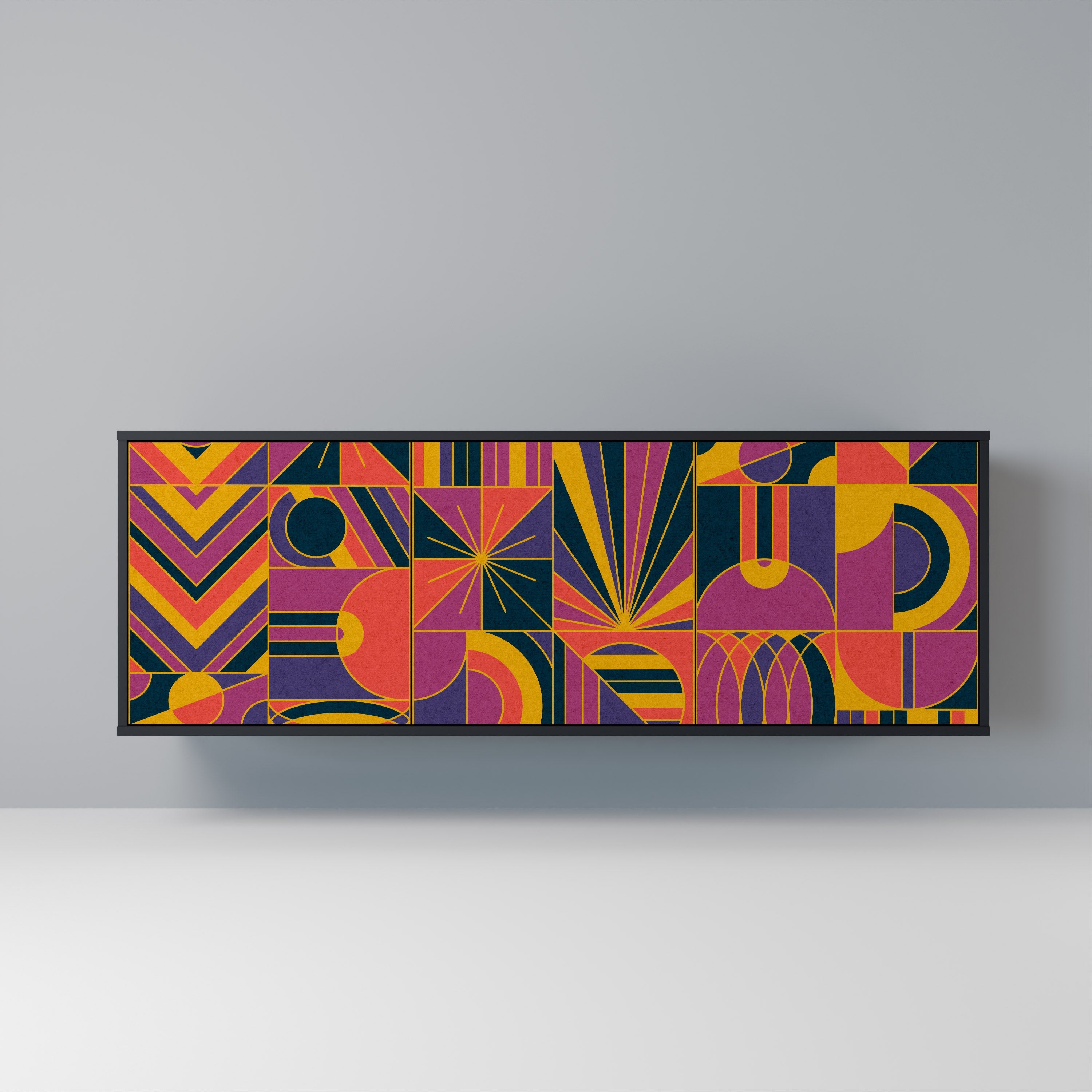 ELECTRIC PATTERNS Aparador de 3 Portas em Acabamento Preto