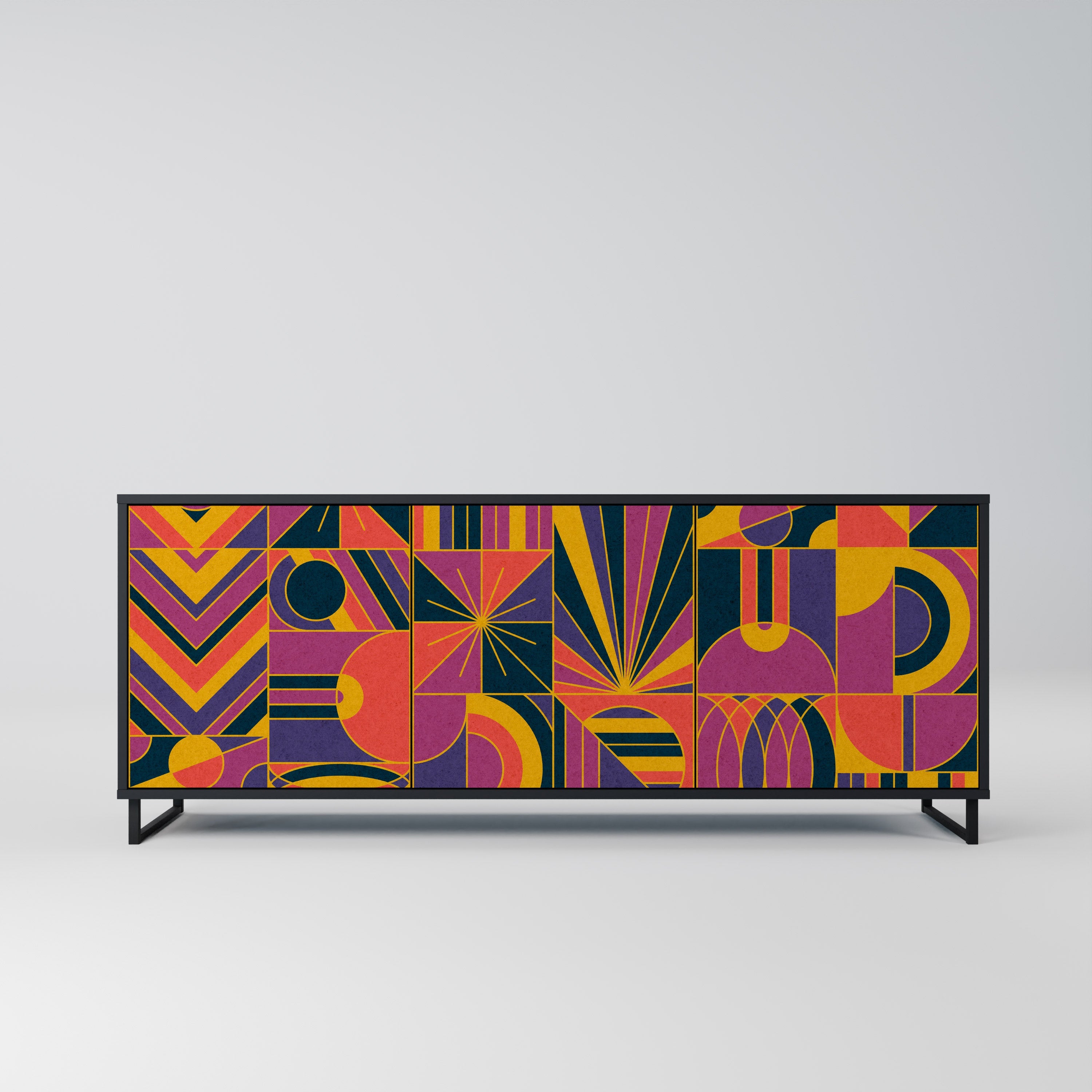 ELECTRIC PATTERNS Aparador de 3 Portas em Acabamento Preto