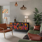 ELECTRIC PATTERNS Aparador de 3 Portas em Acabamento Preto