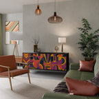 ELECTRIC PATTERNS Aparador de 3 Portas em Acabamento Preto